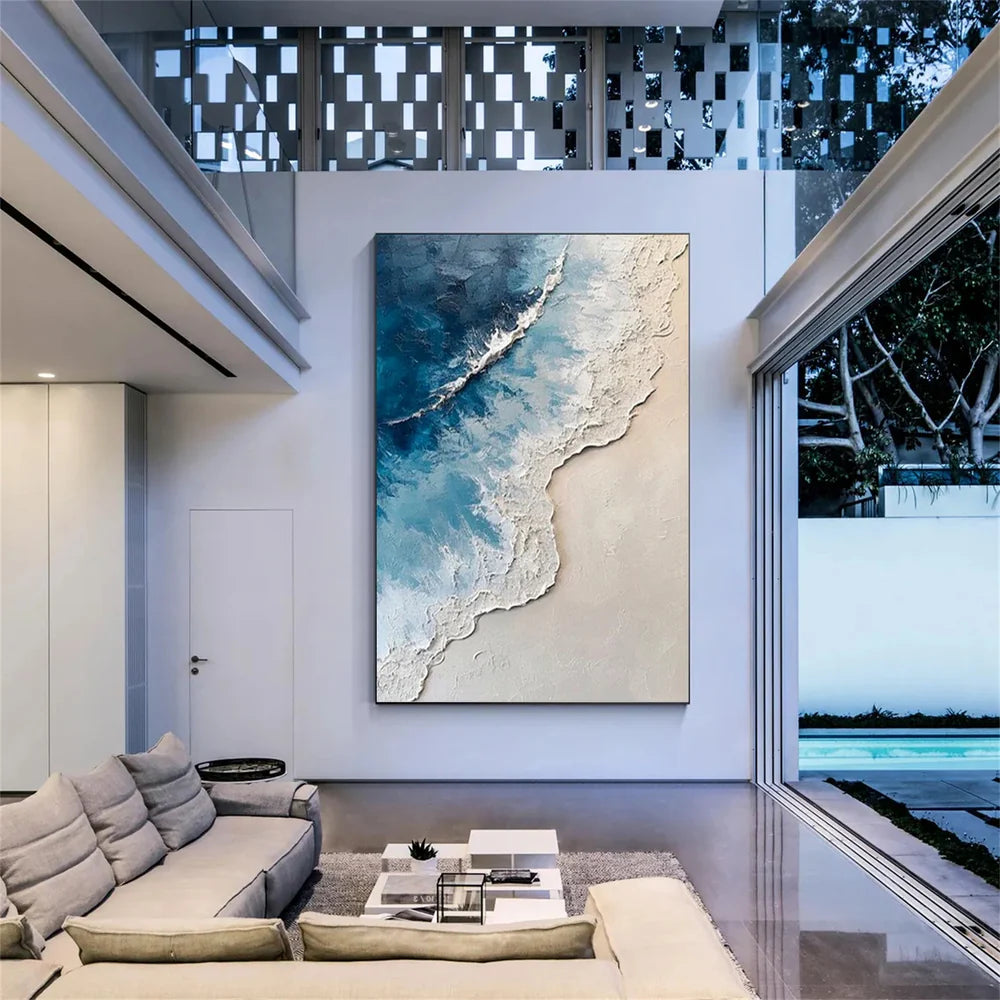 Abstract Ocean And Sky Textured Canvas Art # OC011
