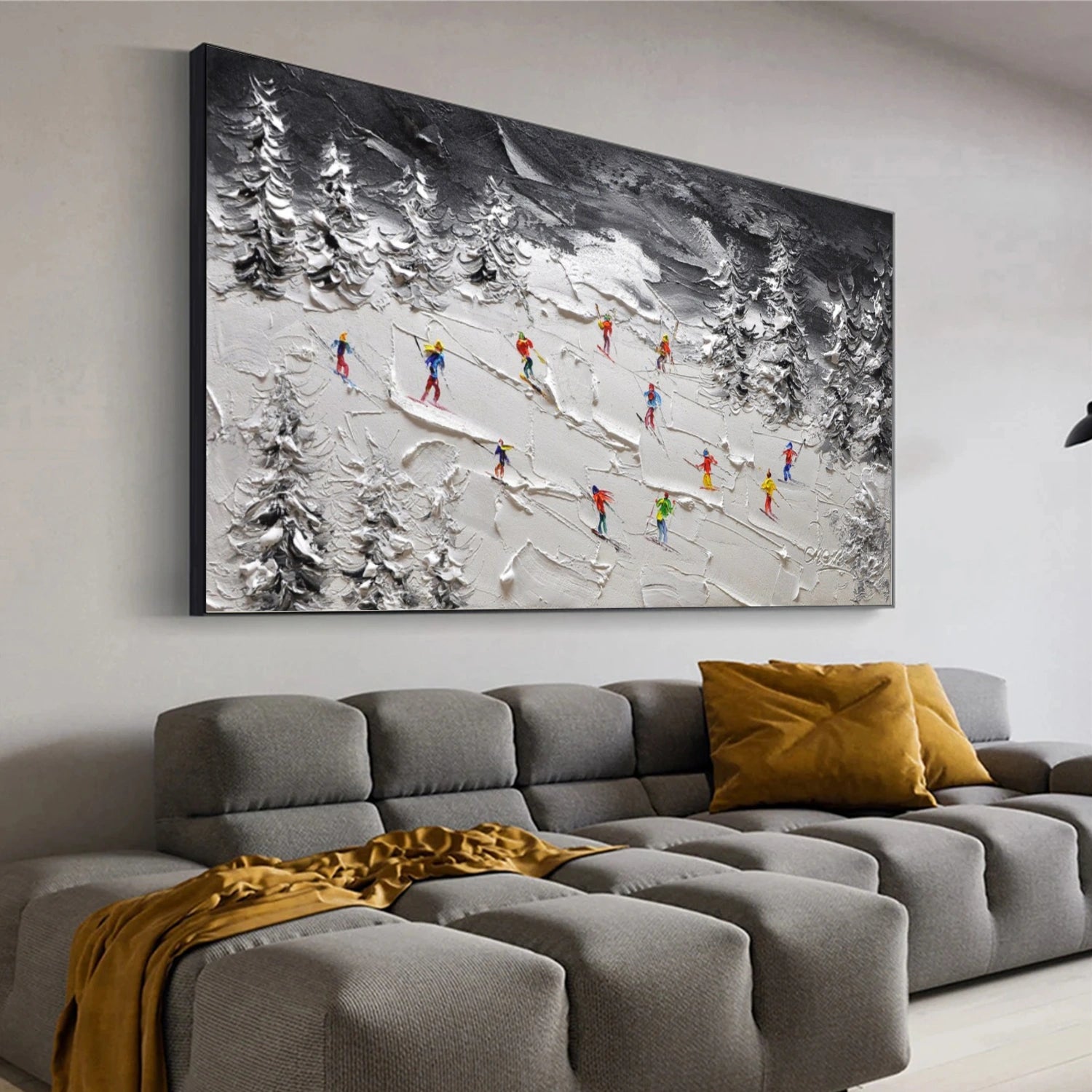 Skiing Sport Textured Canvas Painting #PB051