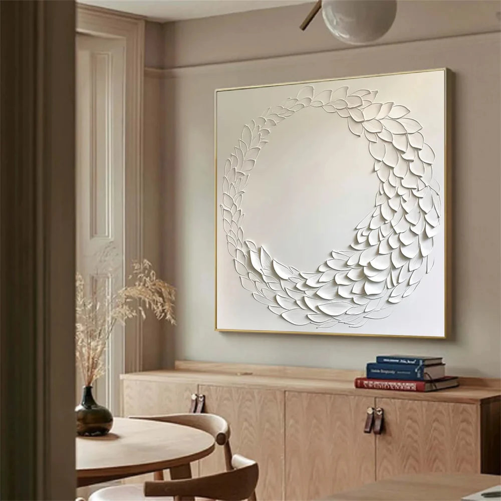 White Minimalist Textured Wall Art #WM063