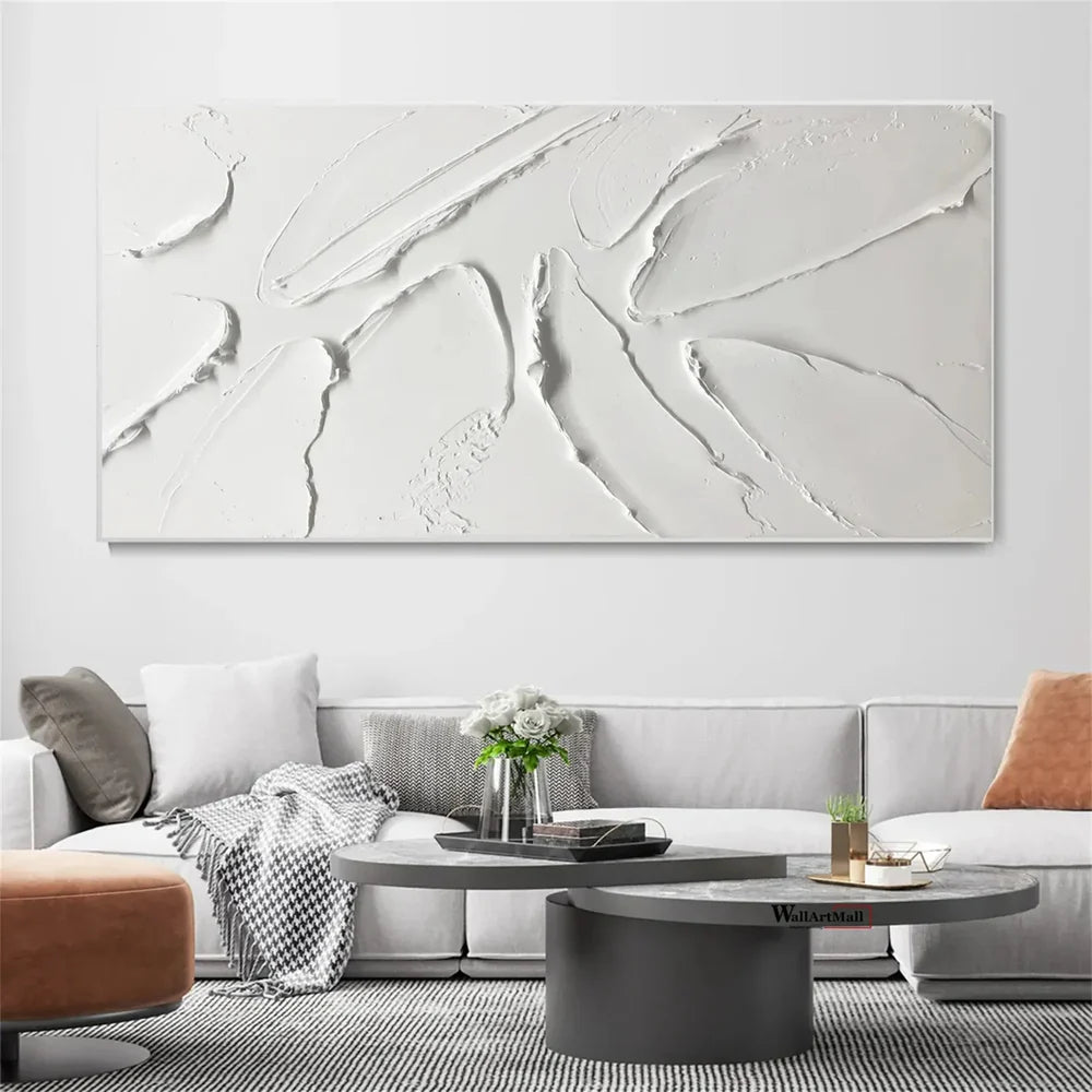 White Minimalist Textured Wall Art #WM059