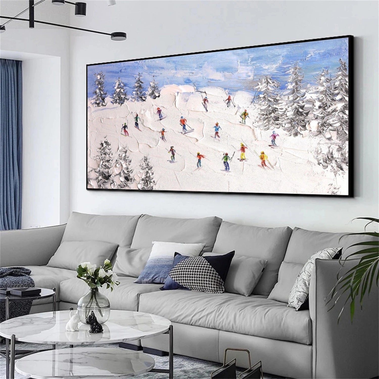 Skiing Sport Textured Canvas Painting #PB052