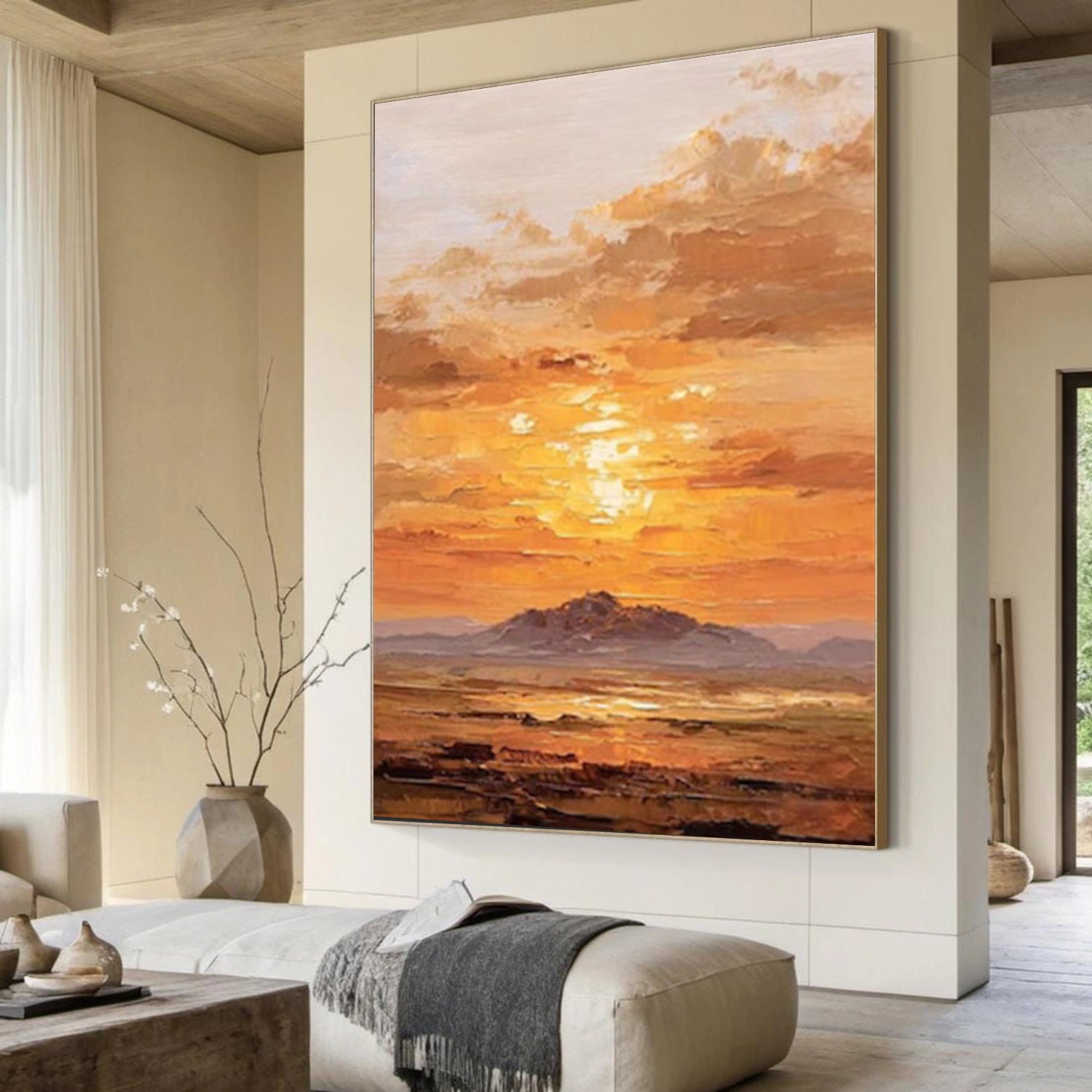 Abstract Ocean And Sky Textured Canvas Art #OC130