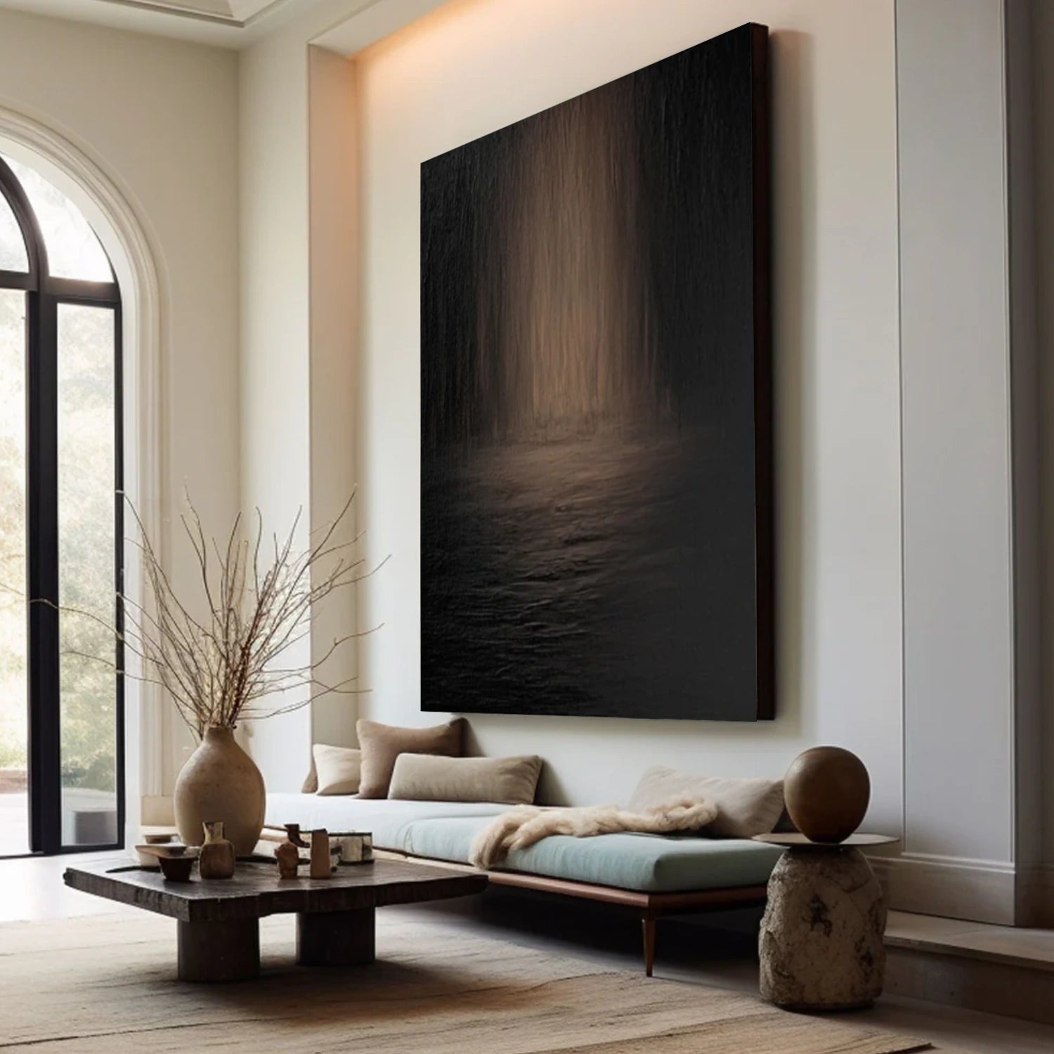Black MinimalistΒ Textured Canvas Art #WZ115