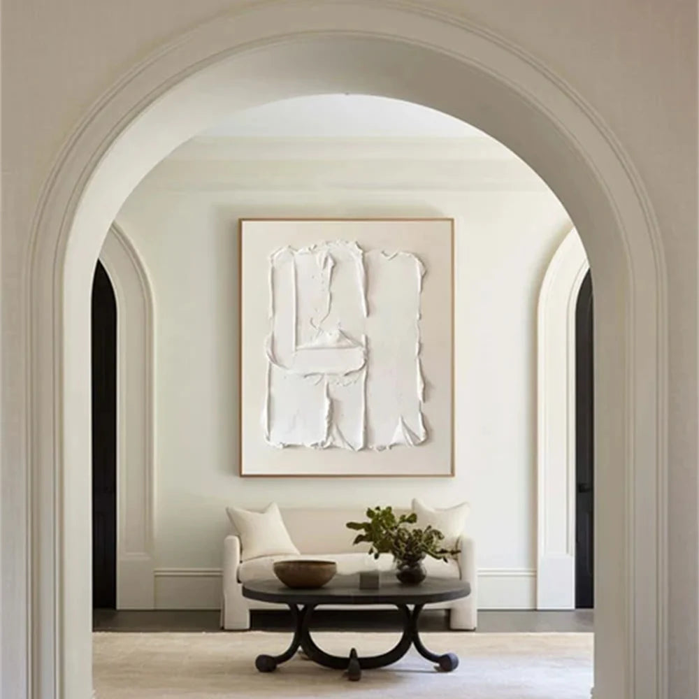 White Minimalist Textured Wall Art #WM018
