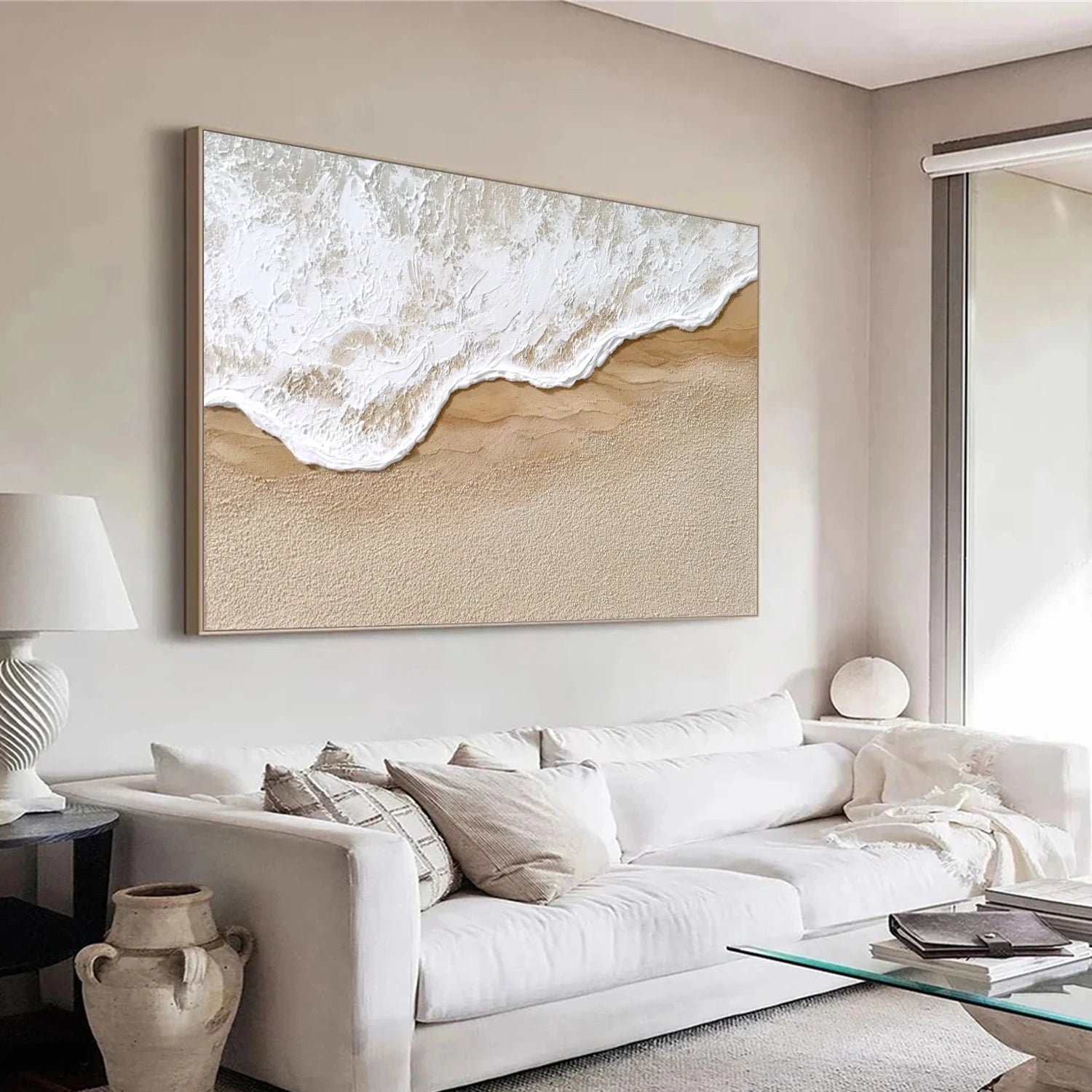 Minimalist Ocean And Sky Textured Canvas Art #OC140