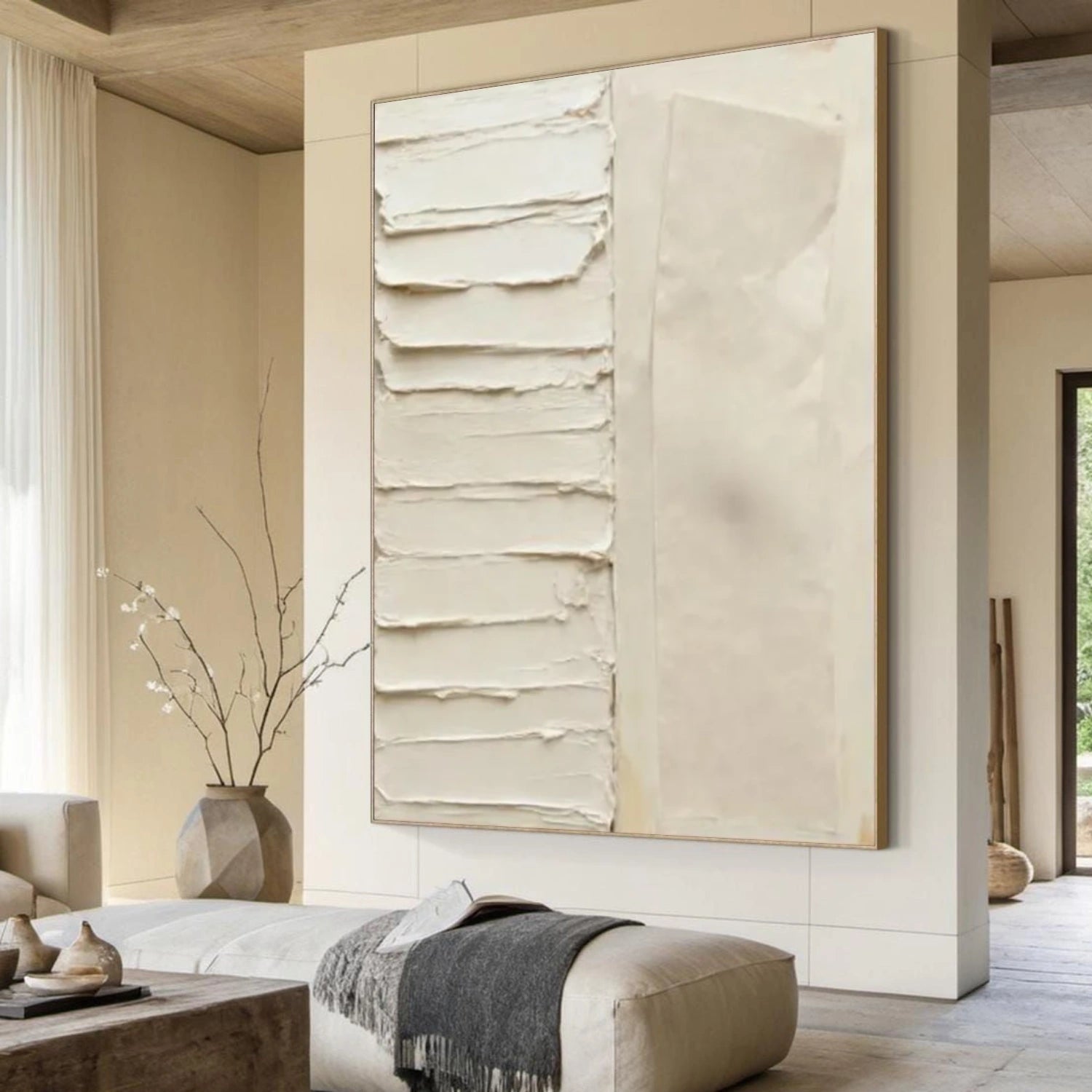 Beige Minimalist Textured Canvas Art #WM084
