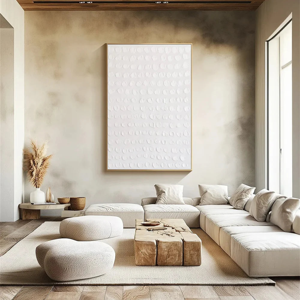White Minimalist Textured Wall Art #WM069
