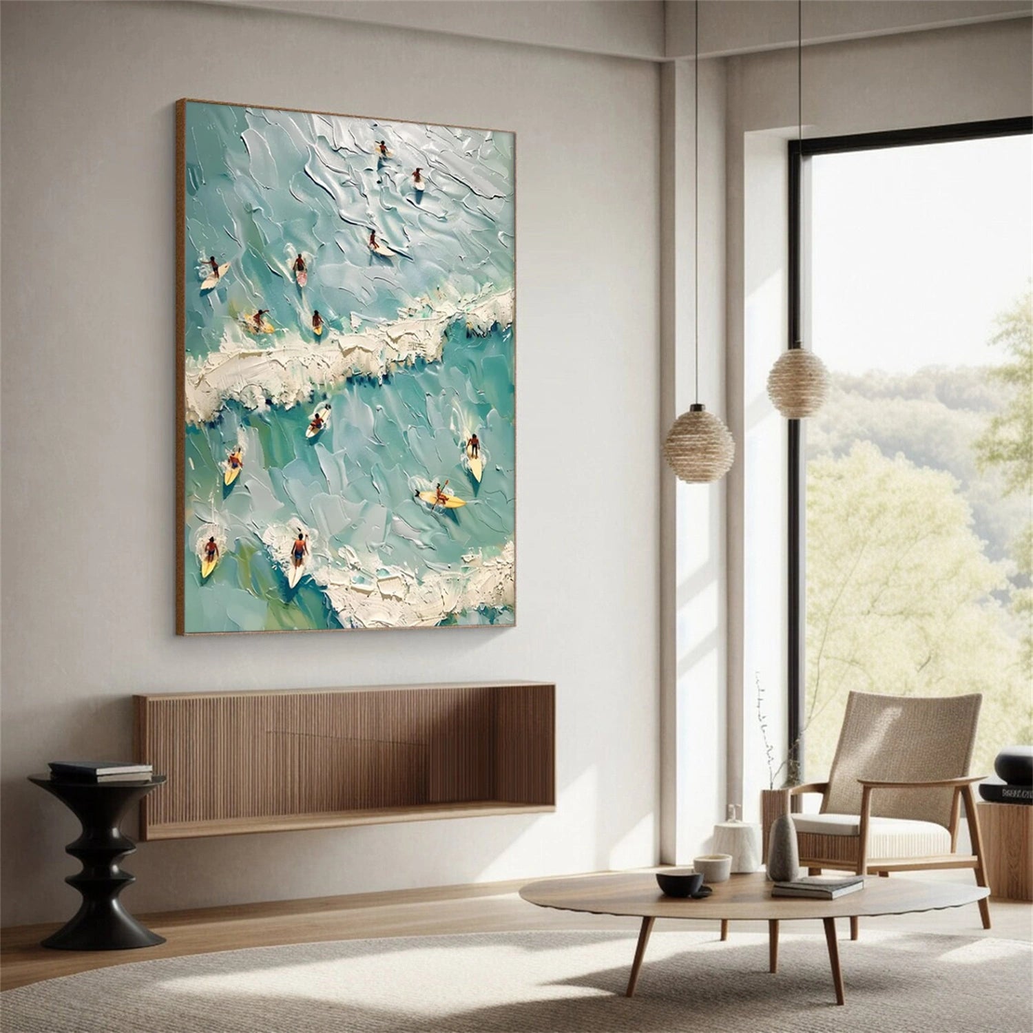 Surfing Sport Textured Canvas Painting #PB085