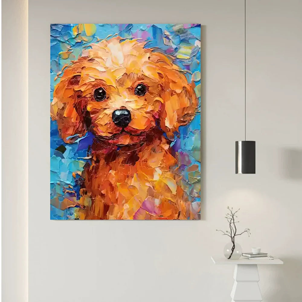 Colorful Abstract Animal Dog Textured Canvas Art #DW060