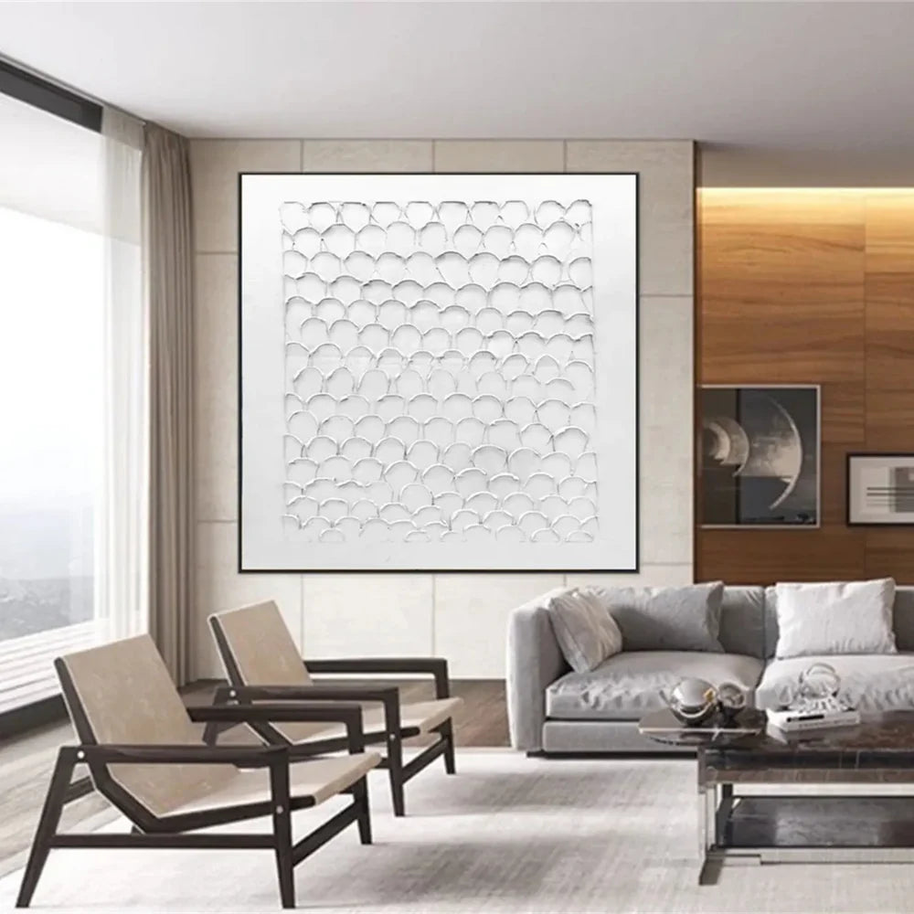White Minimalist Textured Wall Art #WM064