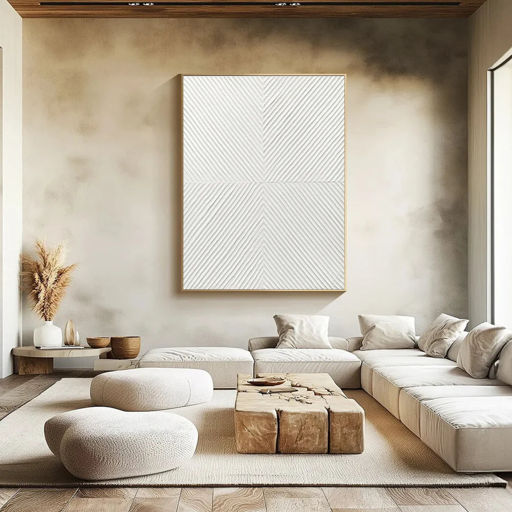 White Minimalist Textured Wall Art #WM071