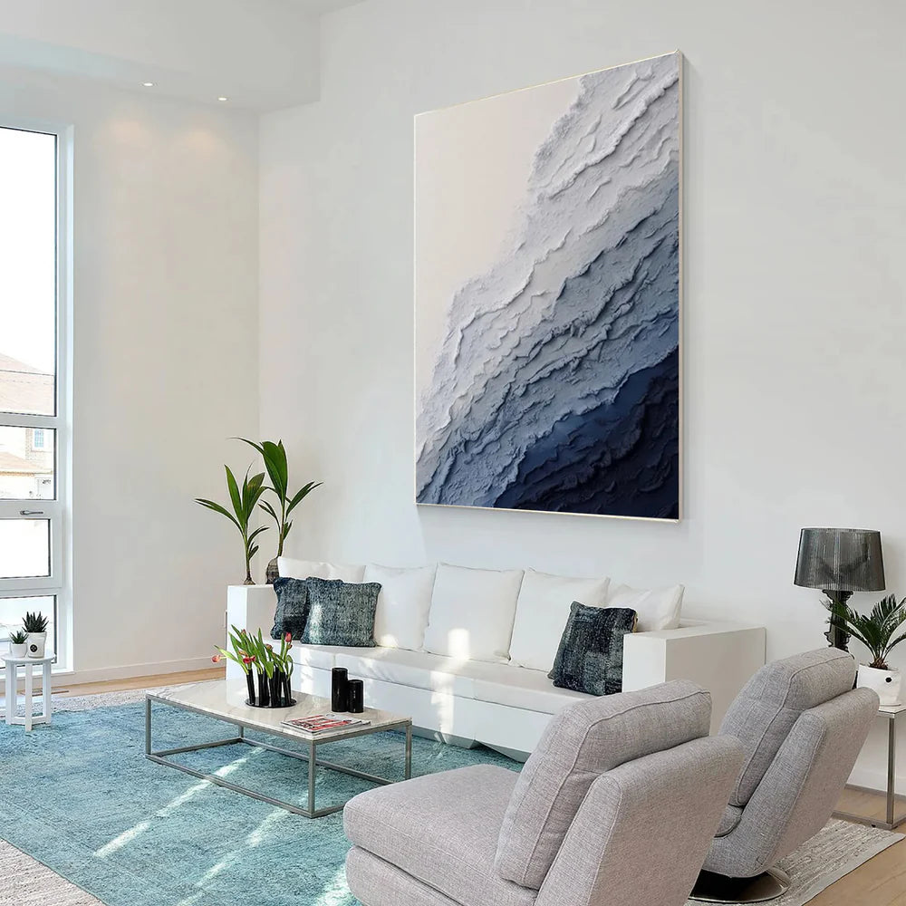 Minimalist Ocean And Sky Textured Canvas Art #OC035