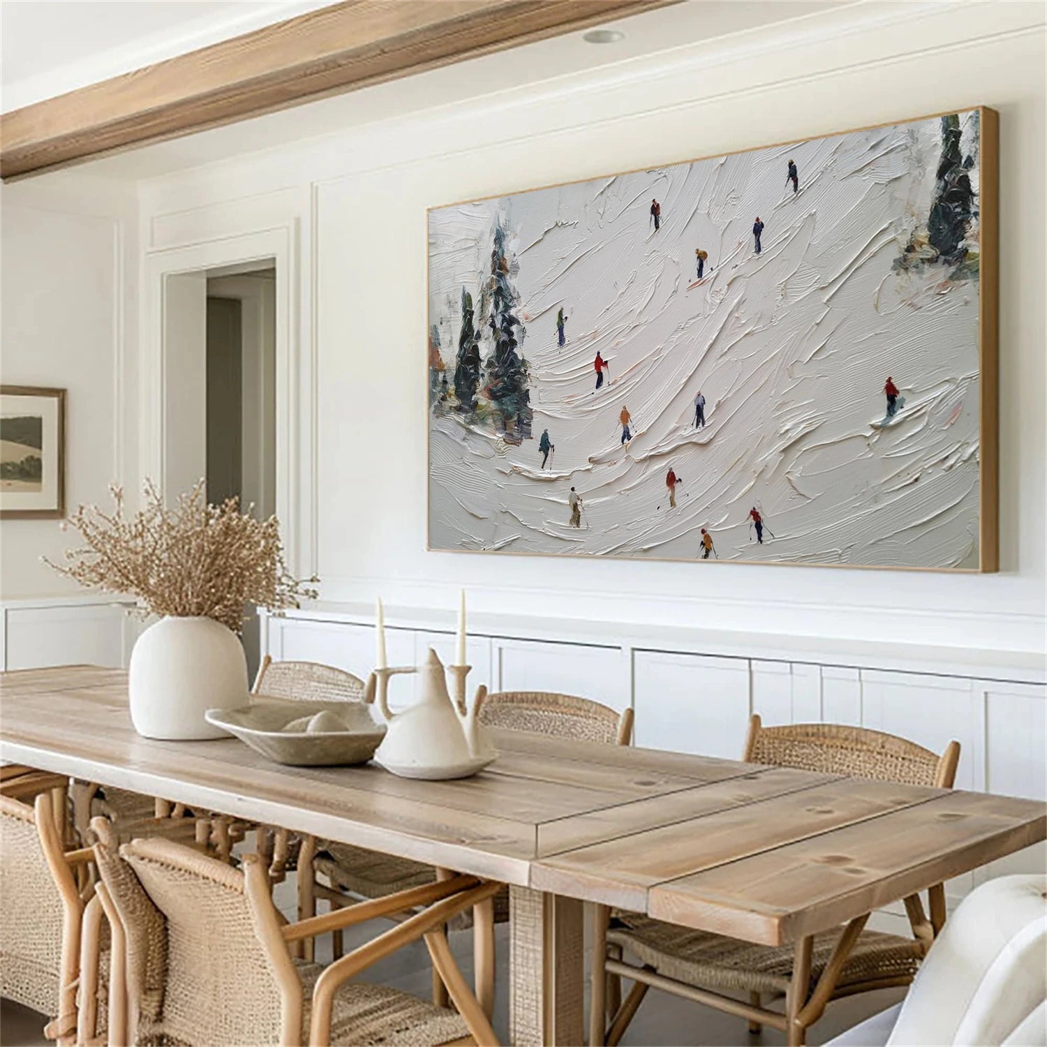 Skiing Sport Textured Canvas Painting #PB070