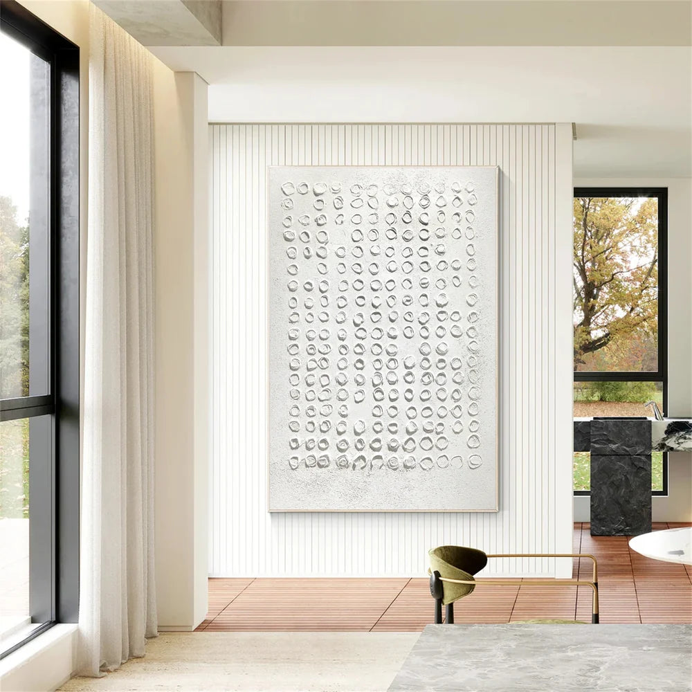 White Minimalist Textured Wall Art #WM050