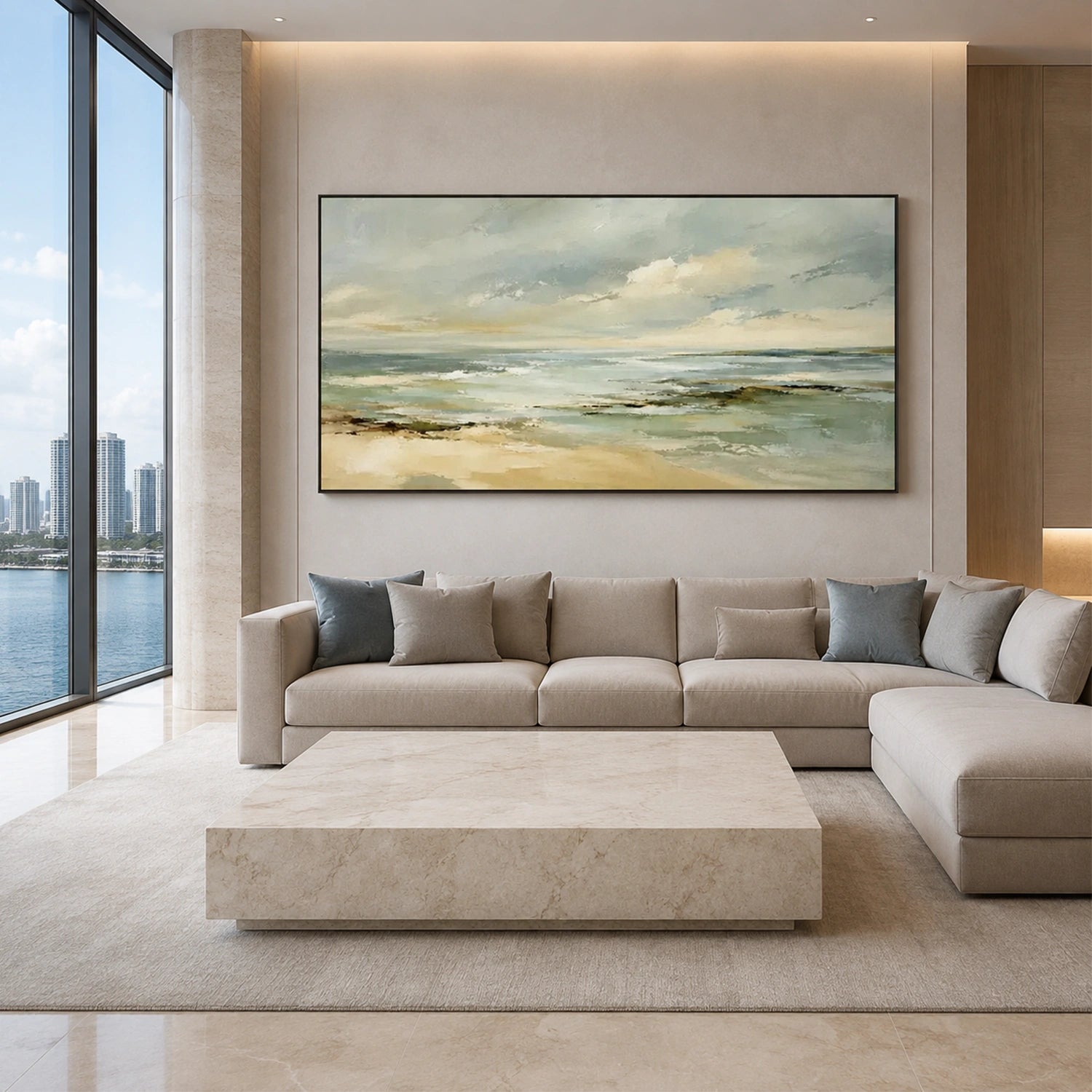 Abstract Ocean And Sky Canvas Art #OC223
