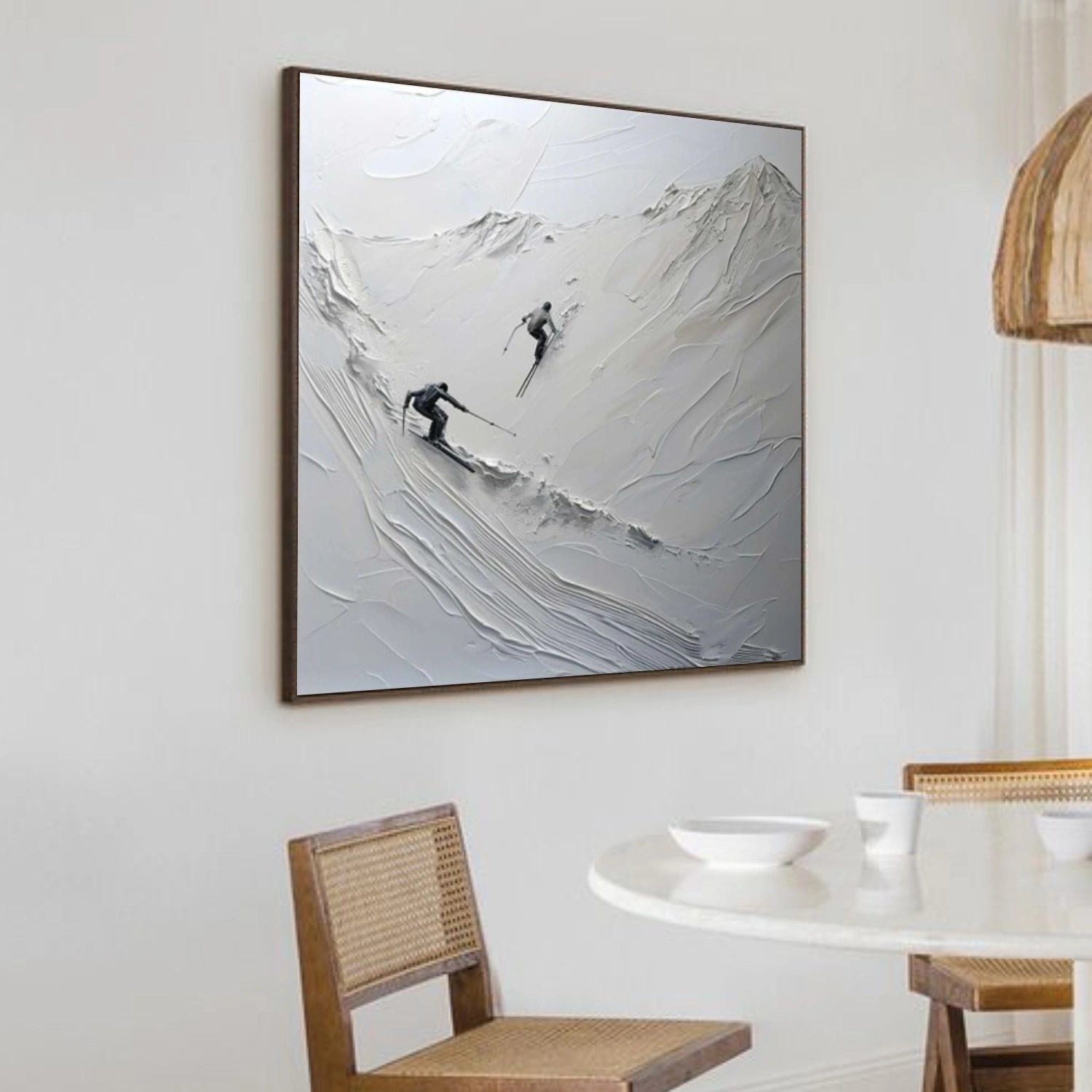 Skiing Sport Textured Canvas Painting #PB057