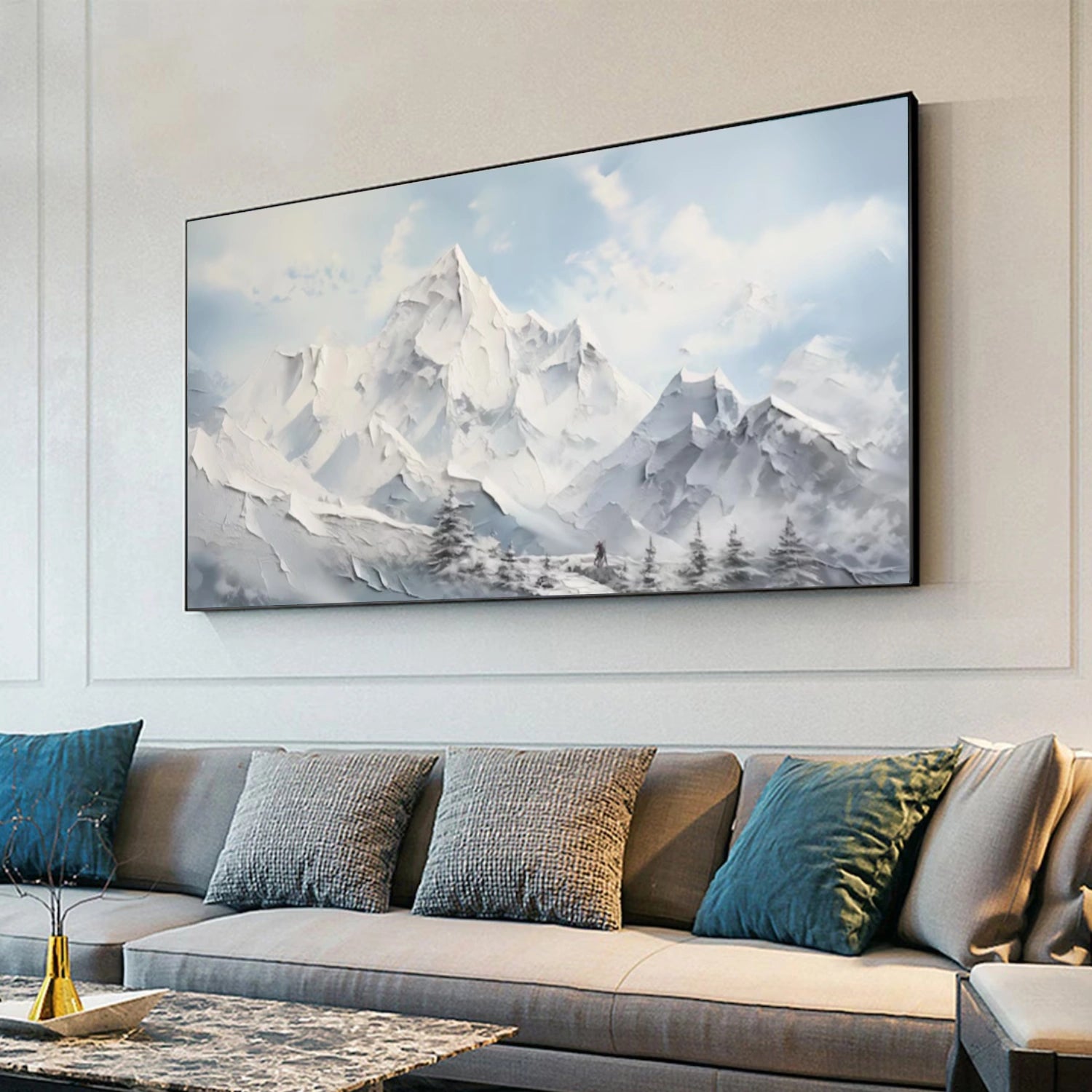 Minimalist Mountain Textured Canvas Art #BT046