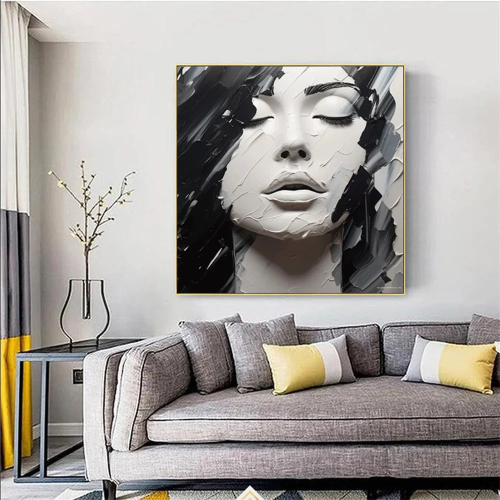 Abstract Portrait Textured Wall Art # LA005