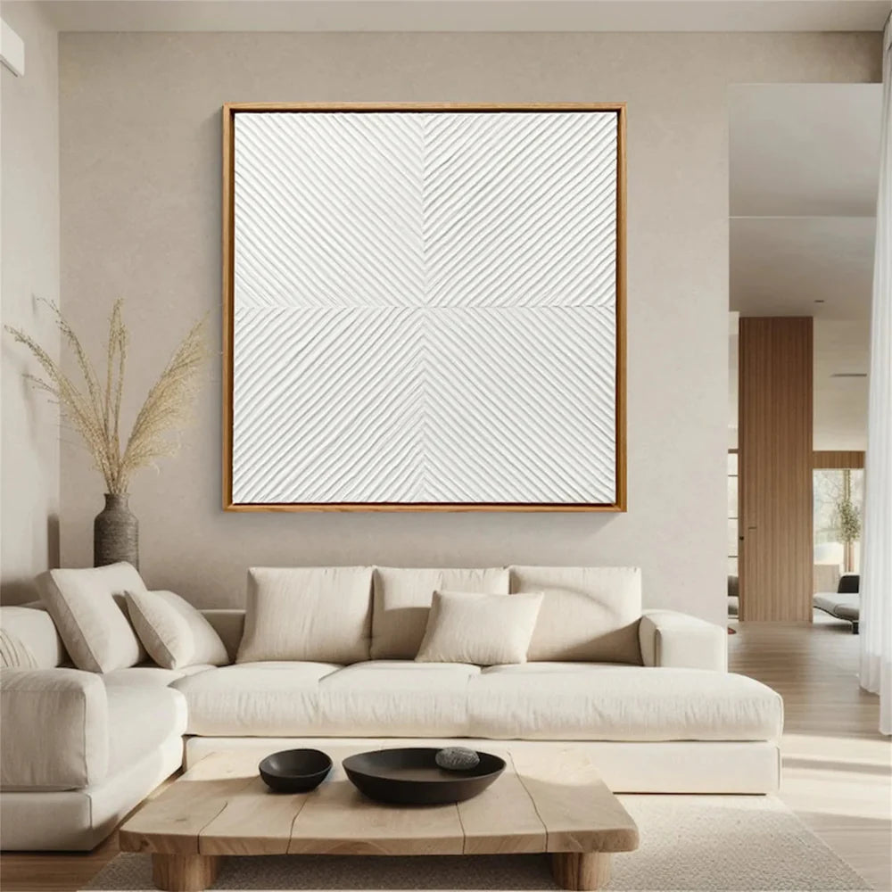White Minimalist Textured Wall Art #WM079