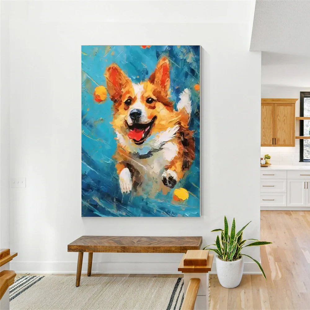 Colorful Abstract Animal Dog Textured Canvas Art #DW061