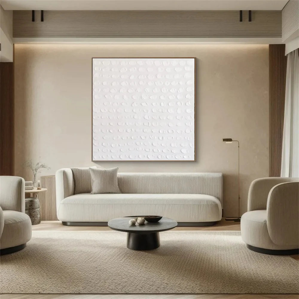 White Minimalist Textured Wall Art #WM077