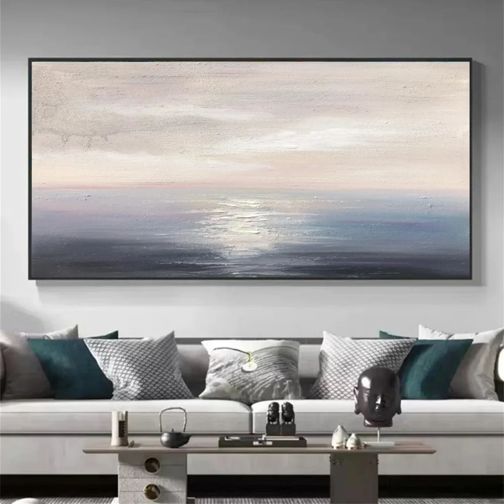 Abstract Ocean And Sky Textured Canvas Art #OC055
