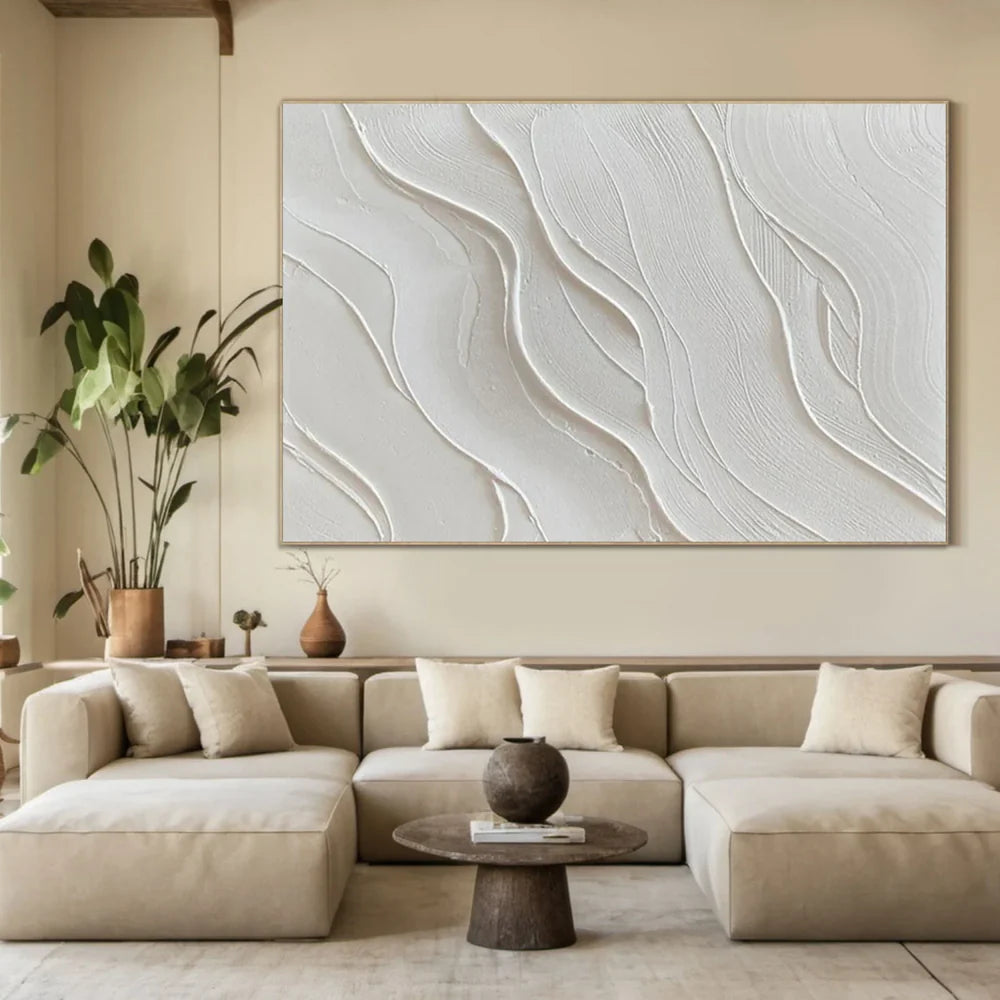 White Minimalist Textured Wall Art #WM021