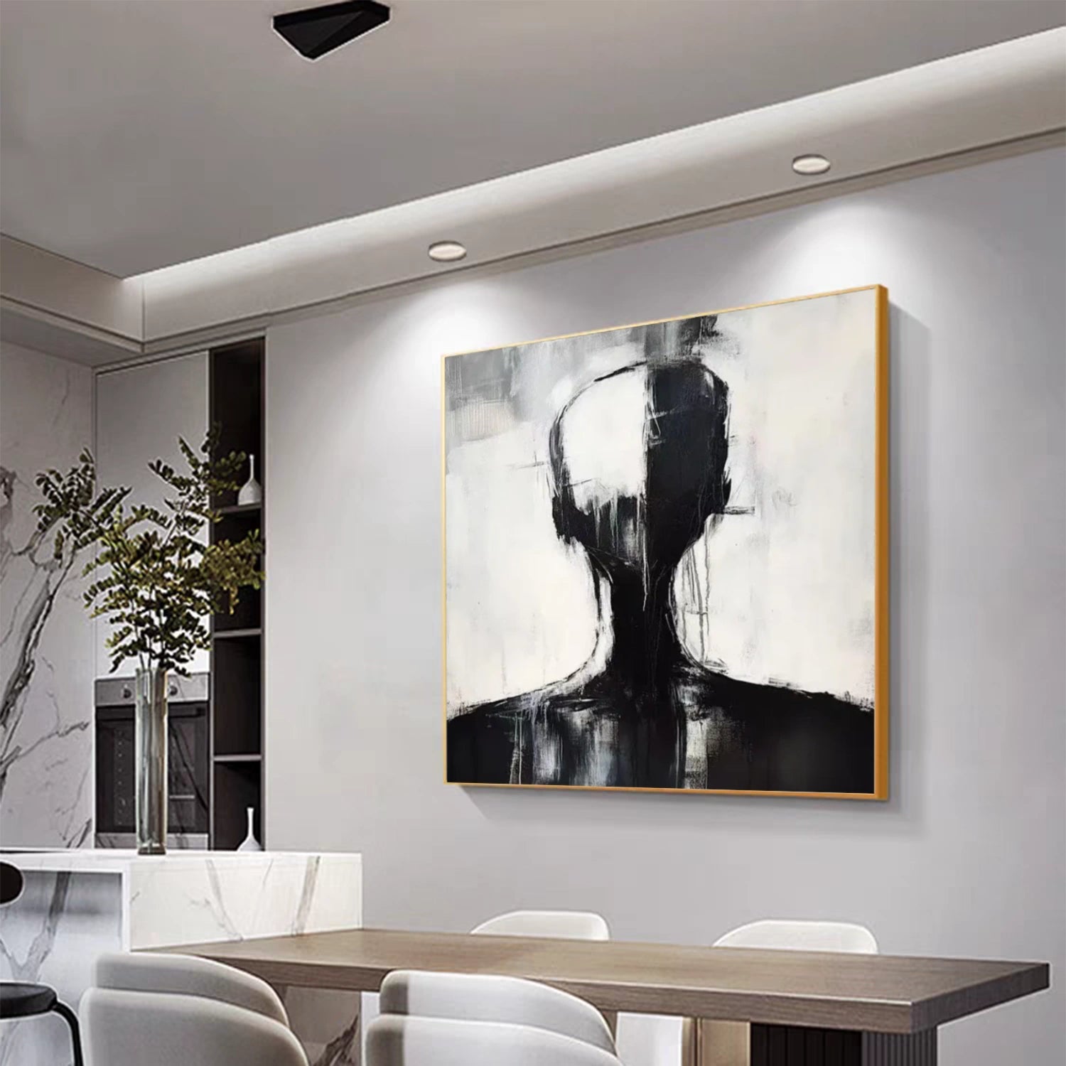 Black and White Abstract Portrait Wall Art # LA030