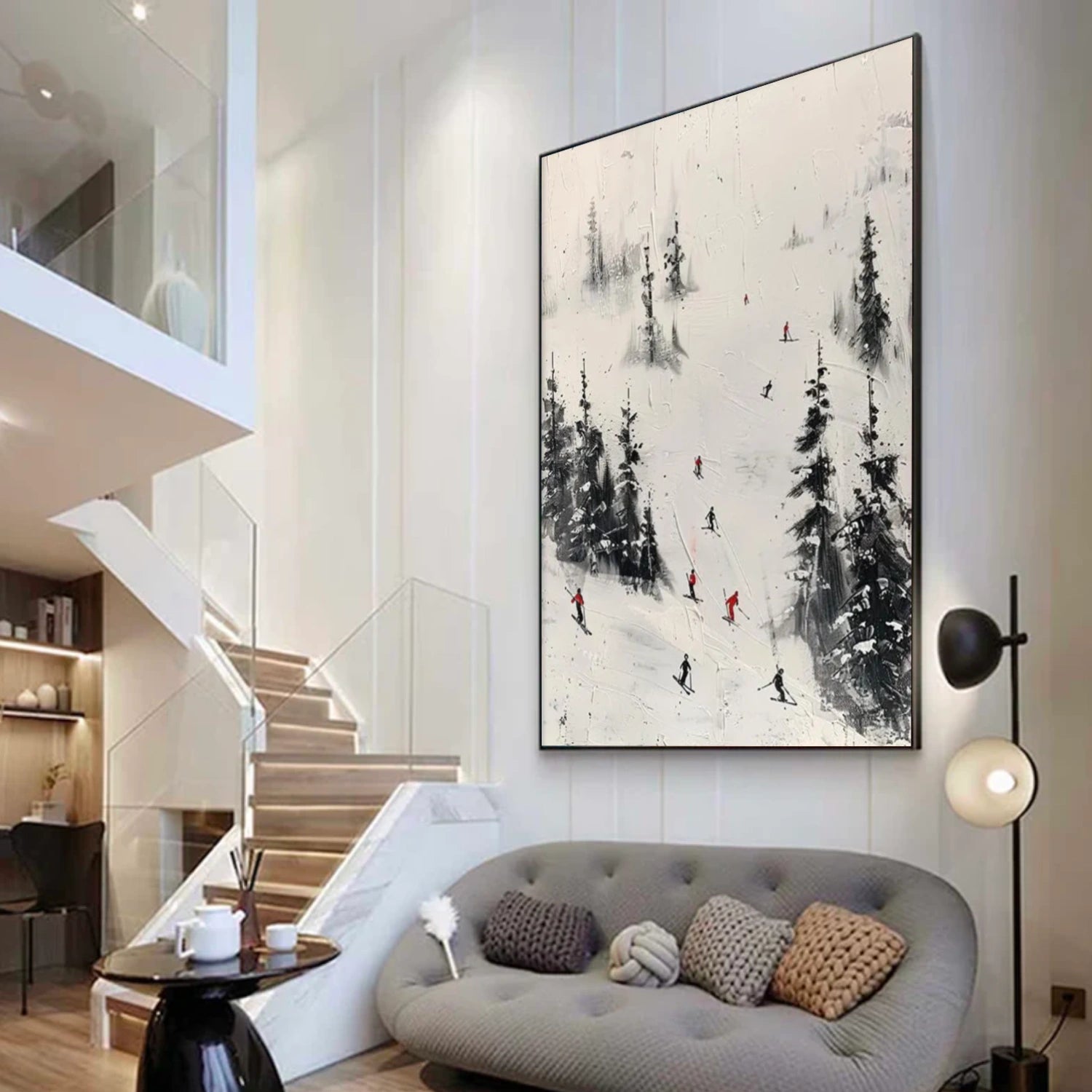 Skiing Sport Textured Canvas Painting #PB038