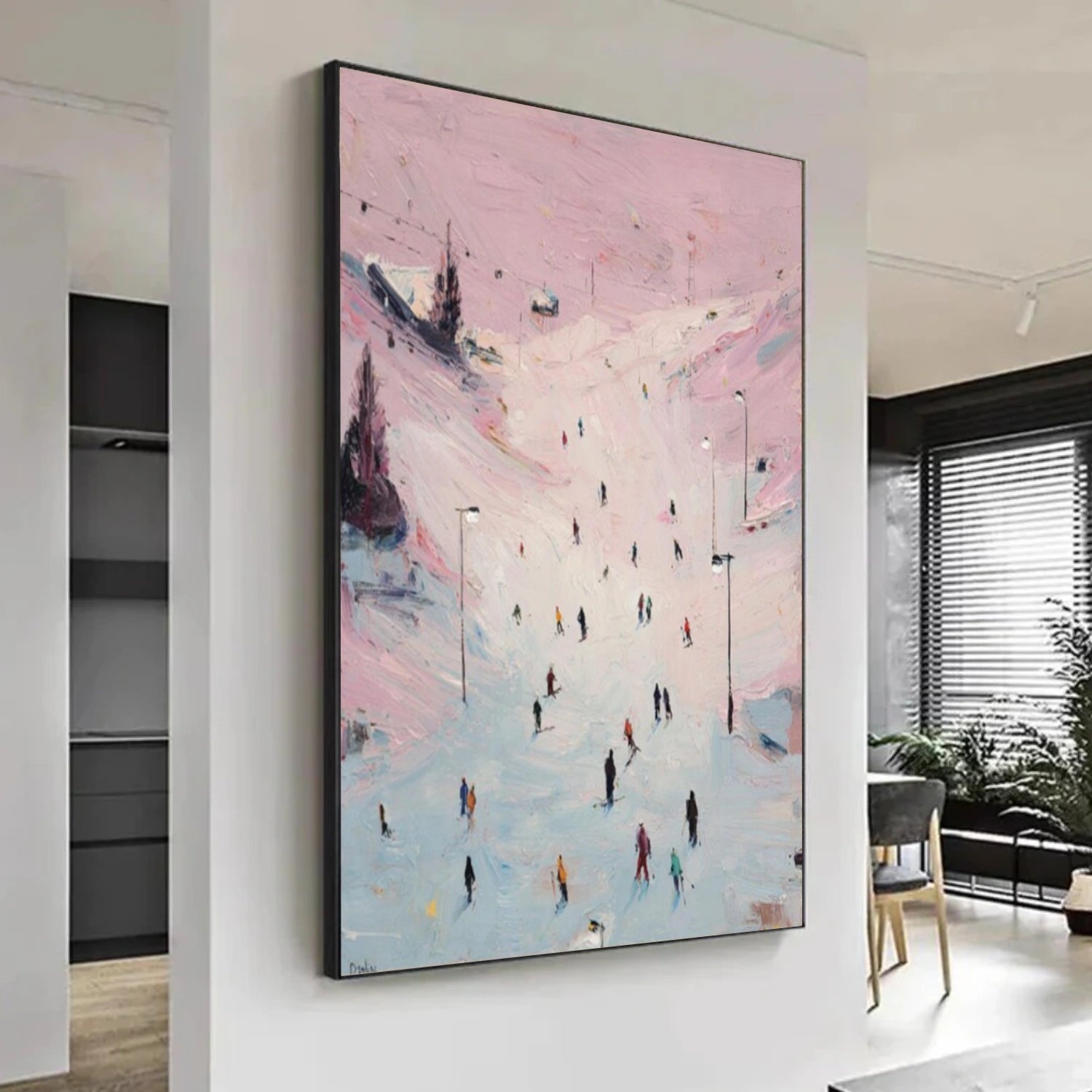 Skiing Sport Textured Canvas Painting #PB033