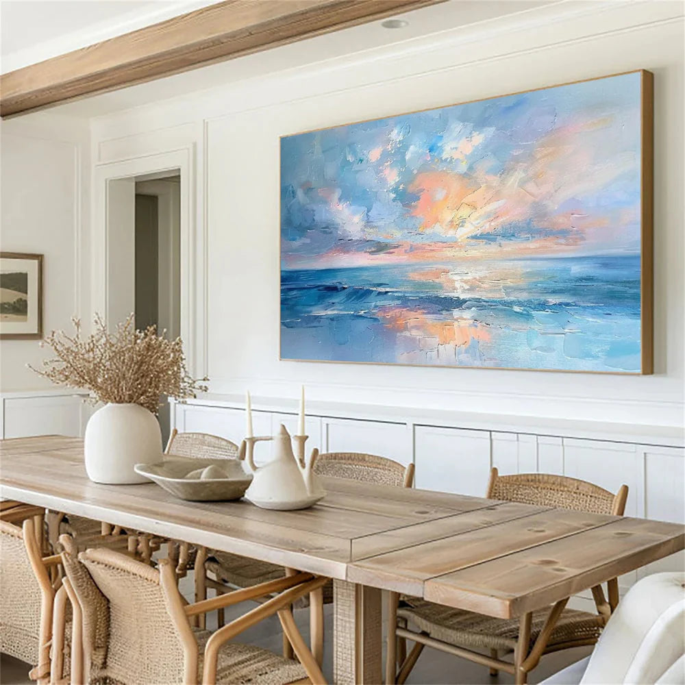 Abstract Ocean And Sky Textured Canvas Art #OC068