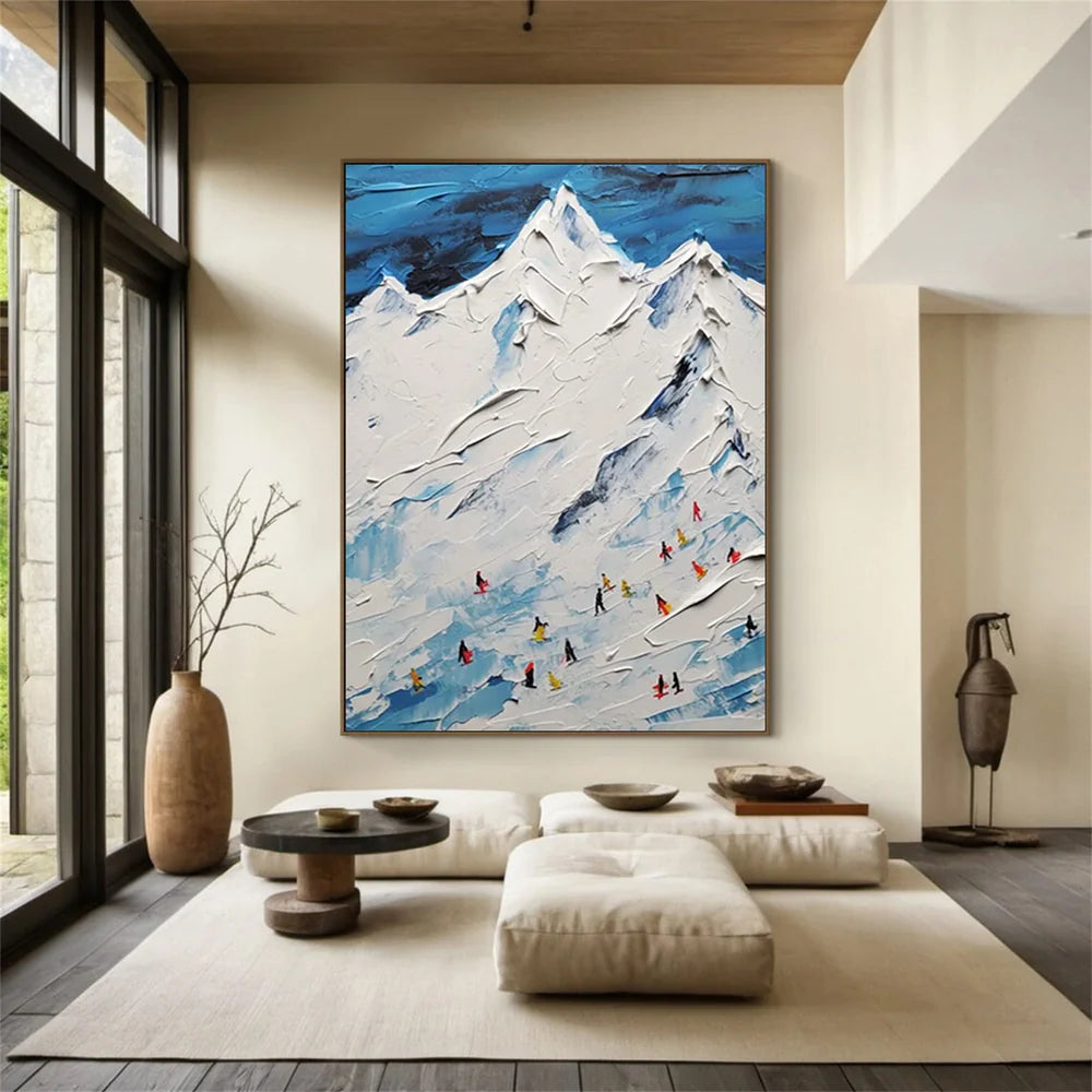 Skiing Sport Textured Canvas Painting #PB011