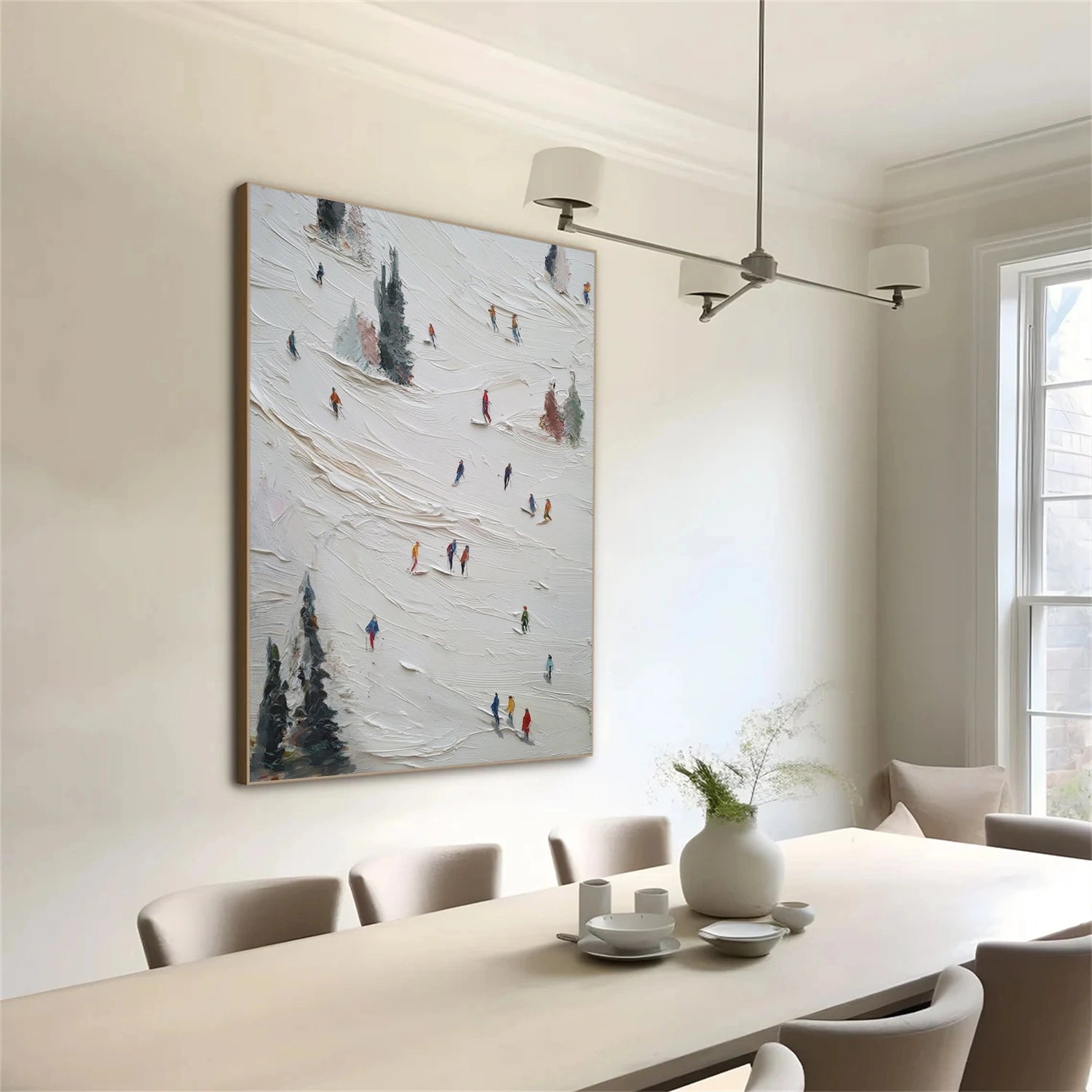 Skiing Sport Textured Canvas Painting #PB067
