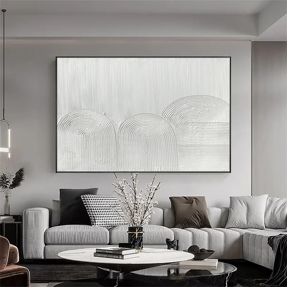 White Minimalist Textured Wall Art #WM062