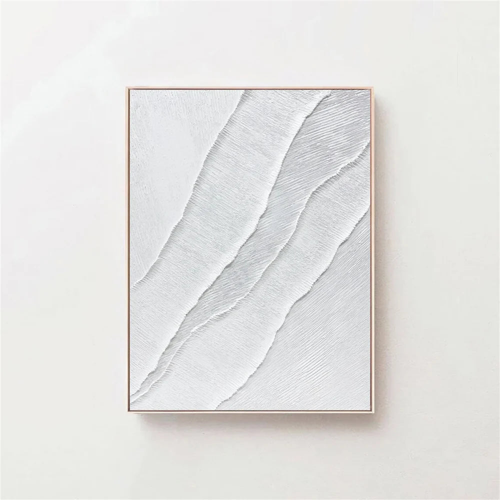 White Minimalist Textured Wall Art #WM068