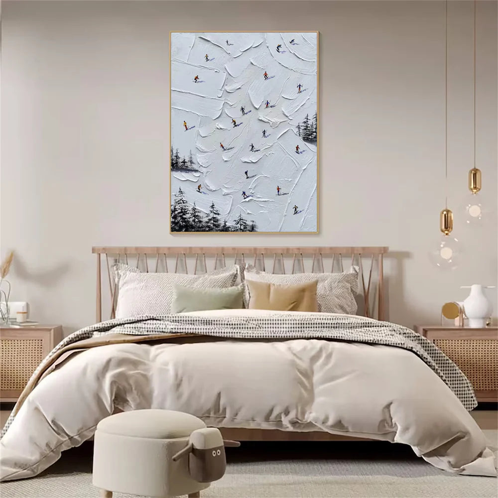 Skiing Sport Textured Canvas Painting #PB013