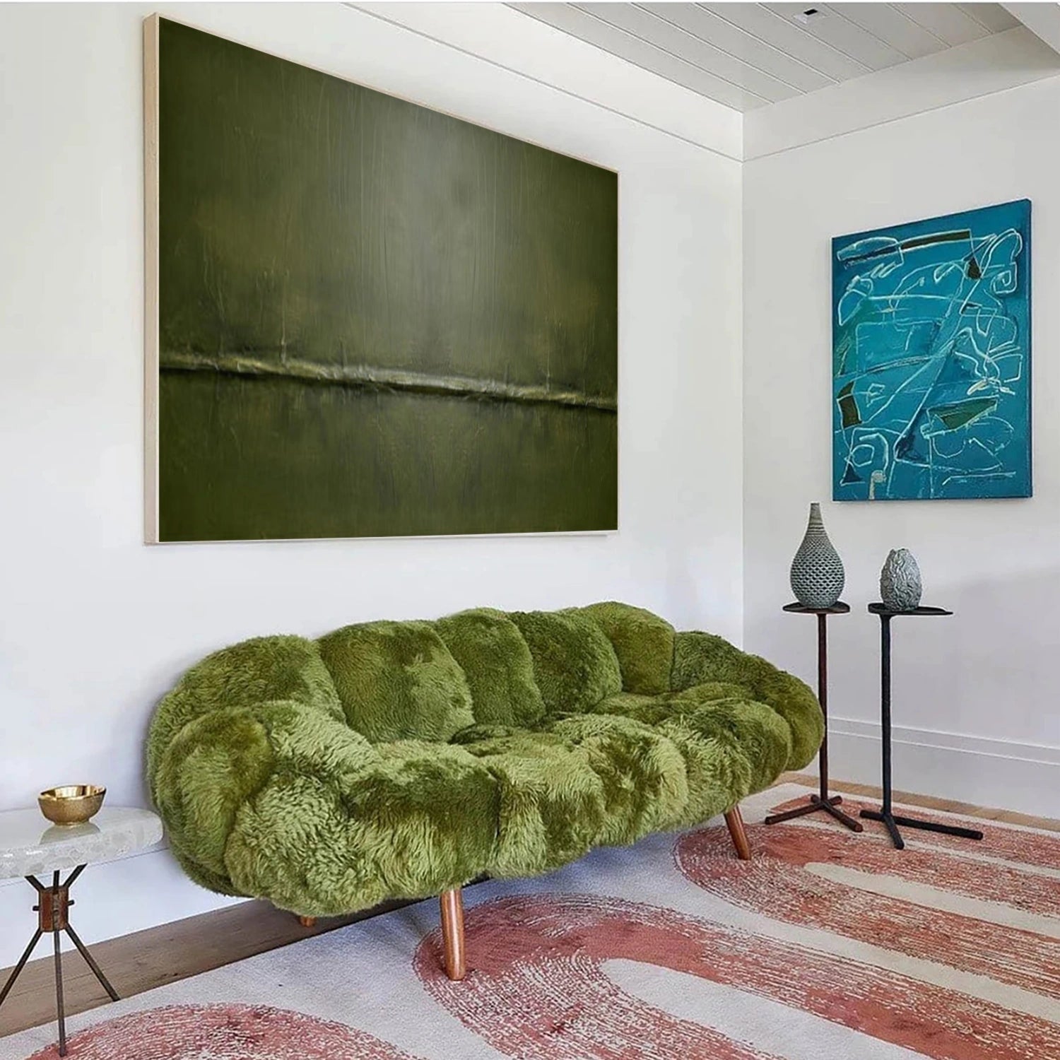 Green Minimalist Textured Canvas Art #WM117