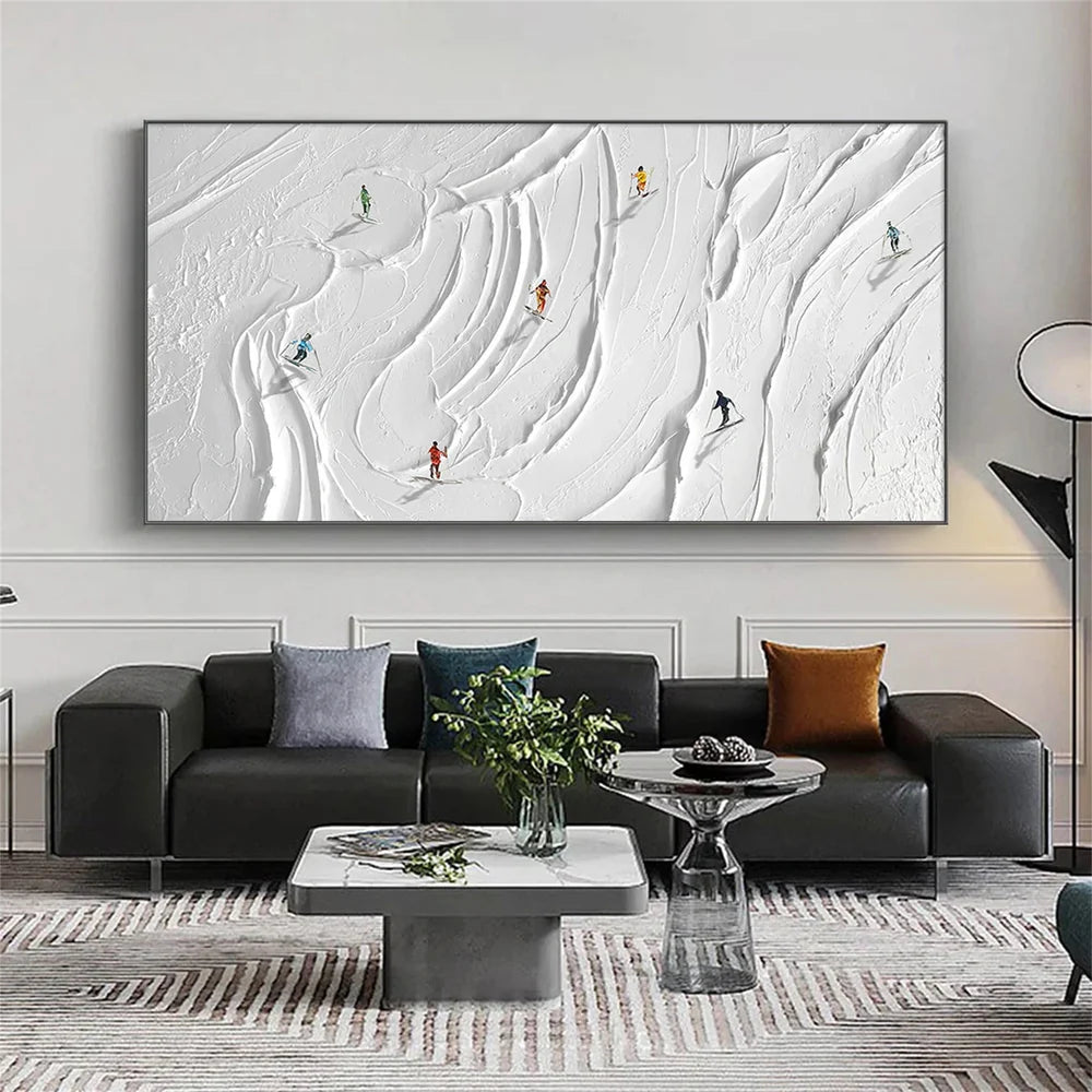 Skiing Sport Textured Canvas Painting #PB010