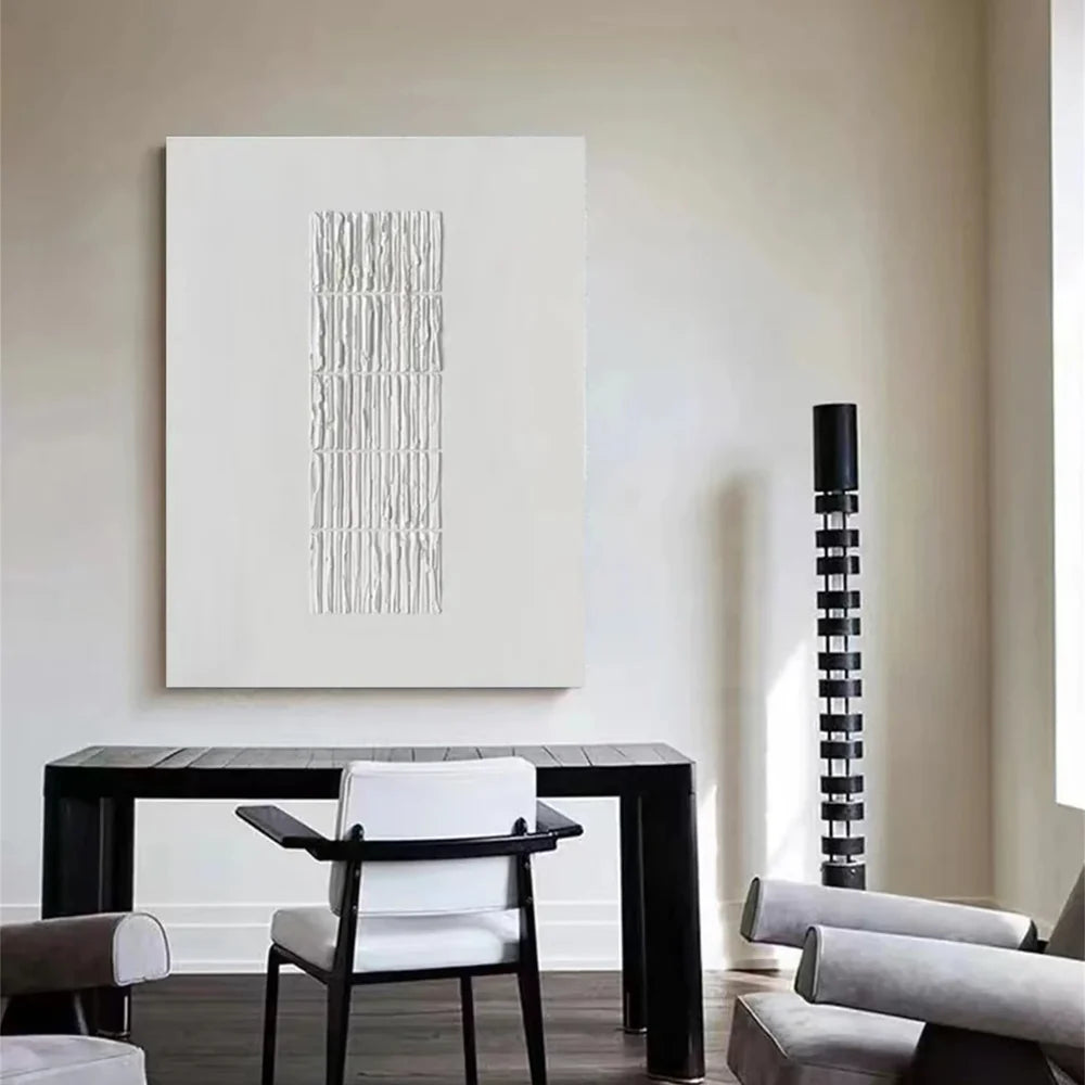 White Minimalist Textured Wall Art #WM073