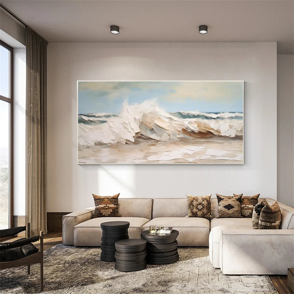 Abstract Ocean And Sky Textured Canvas Art #OC069