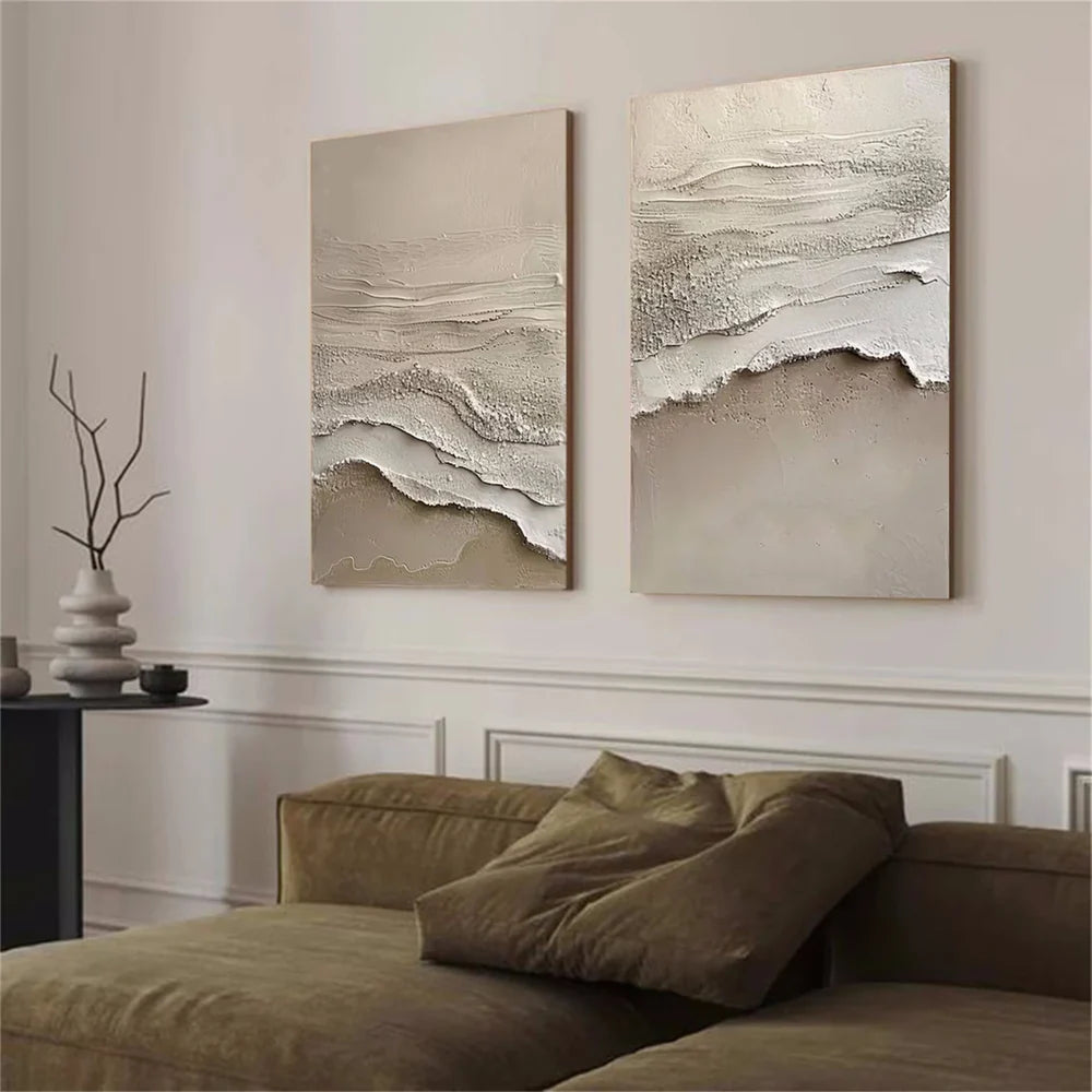 Minimalist Ocean And Sky Textured Canvas Art Set of 2 #OC003