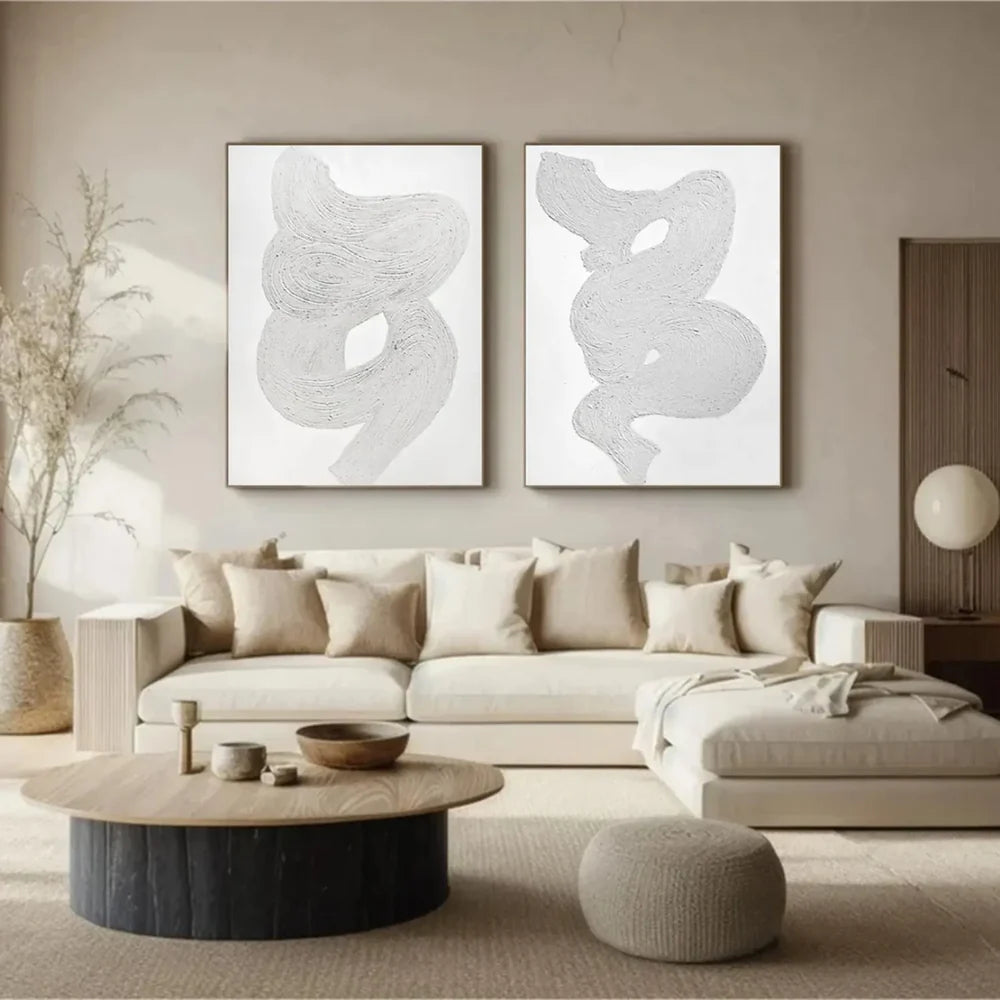 White Minimalist Wall Art Set of 2 #WM044