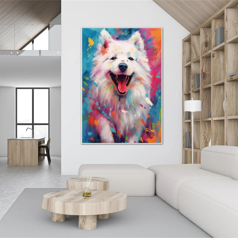 Colorful Abstract Animal Dog Textured Canvas Art #DW064