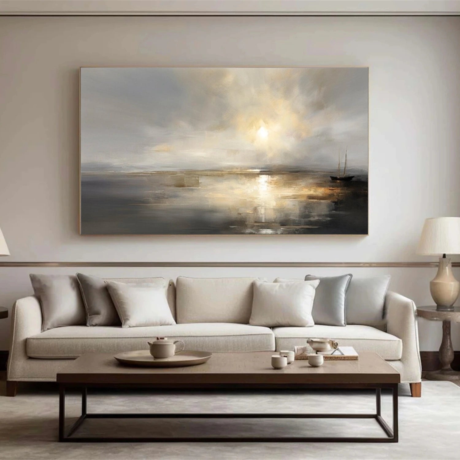 Abstract Ocean And Sky Canvas Art #OC078