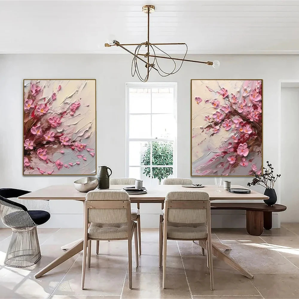 Abstract Flower And Tree Textured Canvas Art Set of 2 #MF064