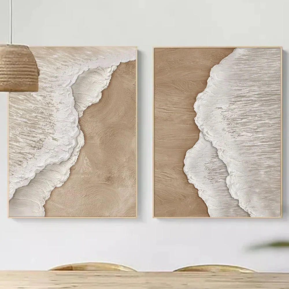 Minimalist Ocean And Sky Textured Canvas Art Set of 2 #OC004