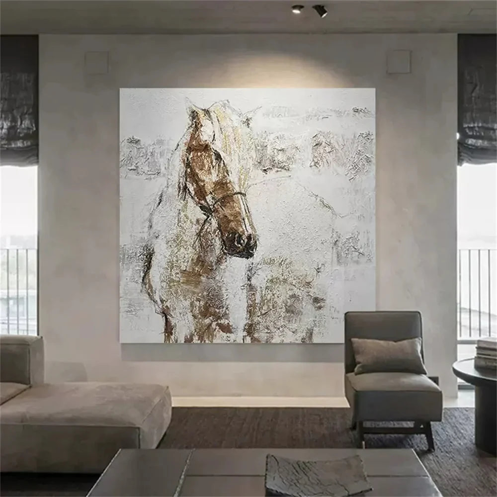 Abstract Animal Horse Textured Canvas Art #DW043