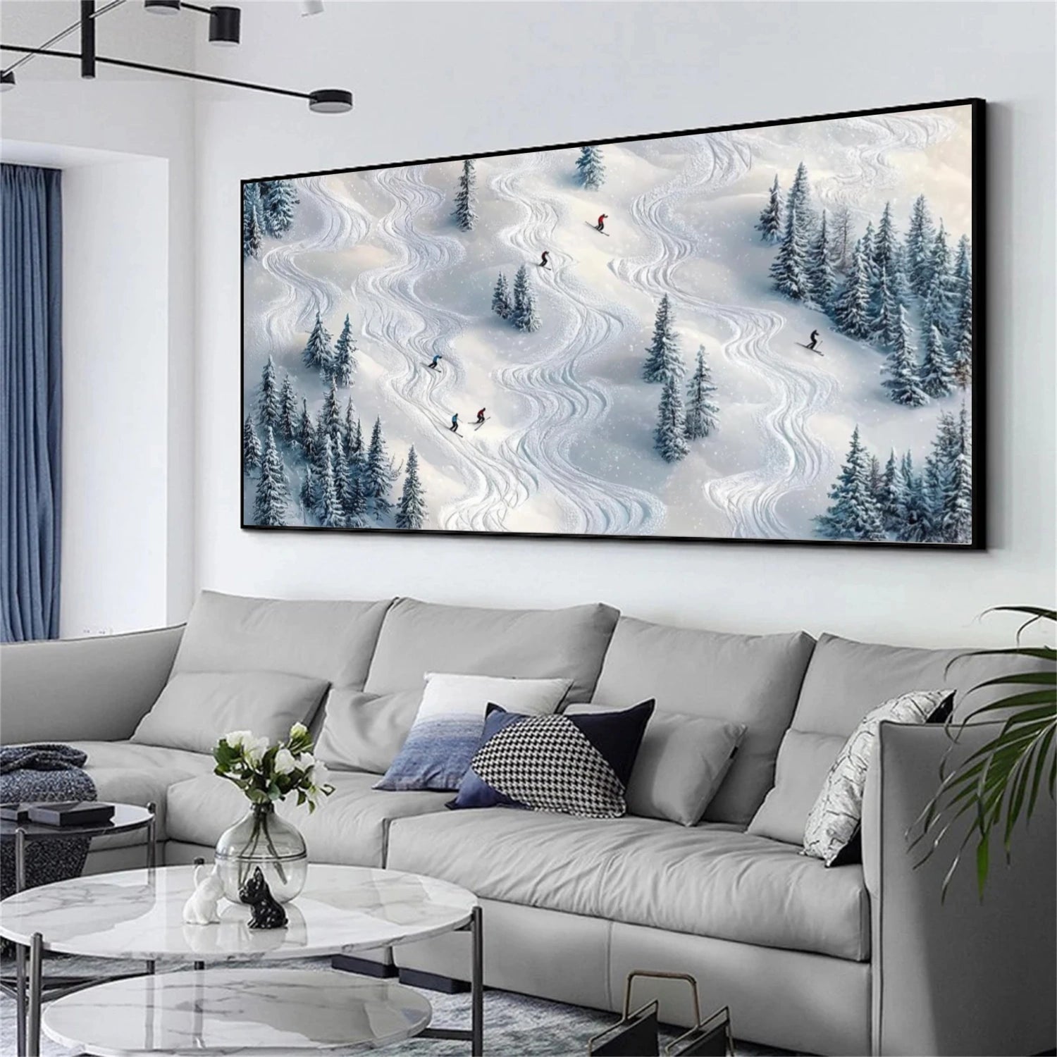 Skiing Sport Textured Canvas Painting #PB060