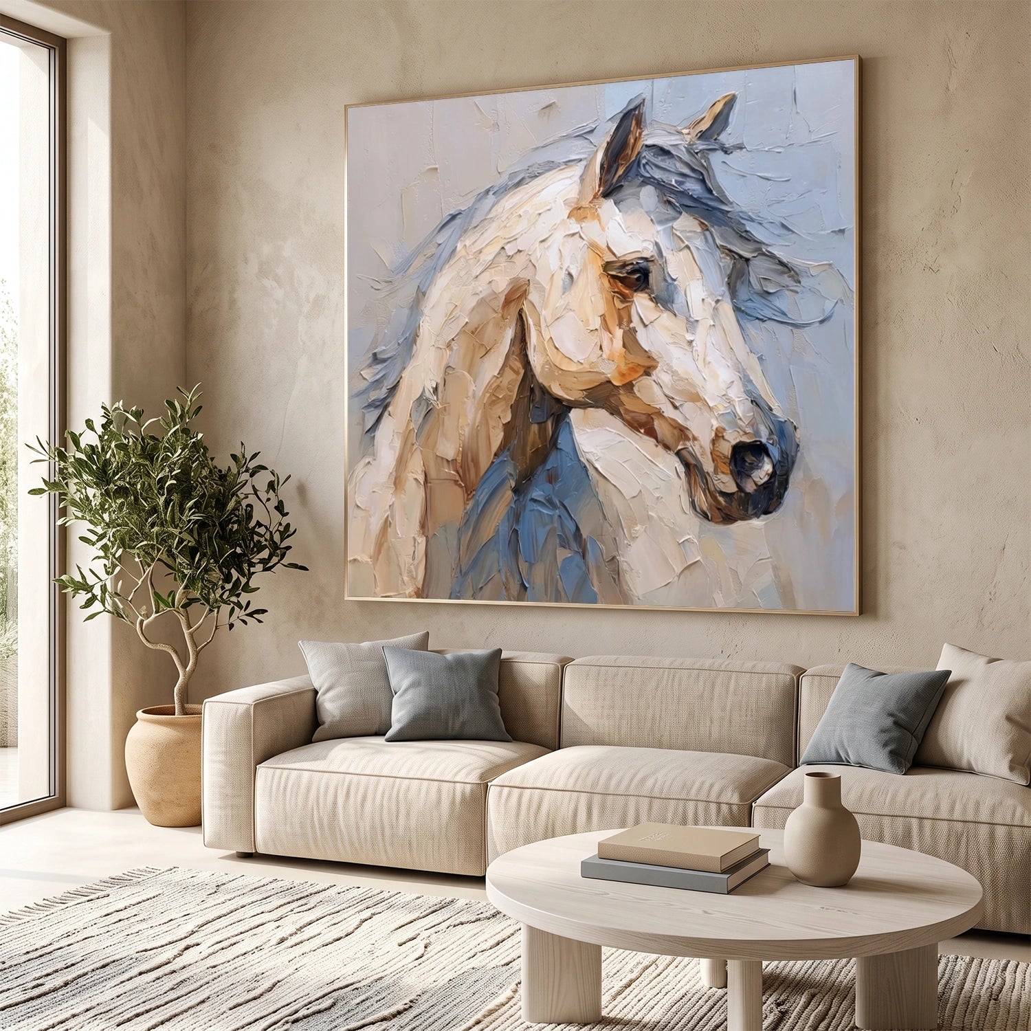 Abstract Animal Horse Textured Canvas Art #DW149