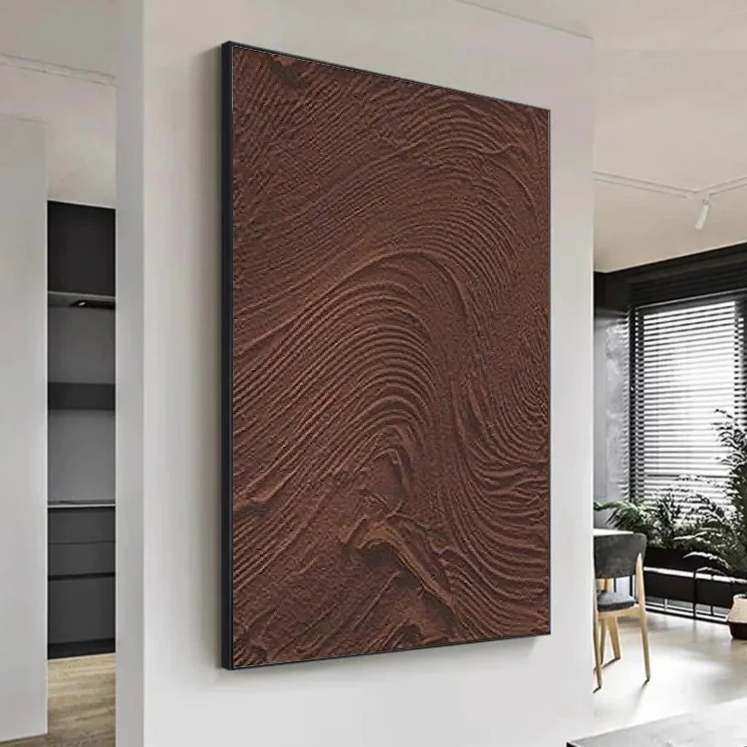 Brown Minimalist Textured Canvas Art #WM086